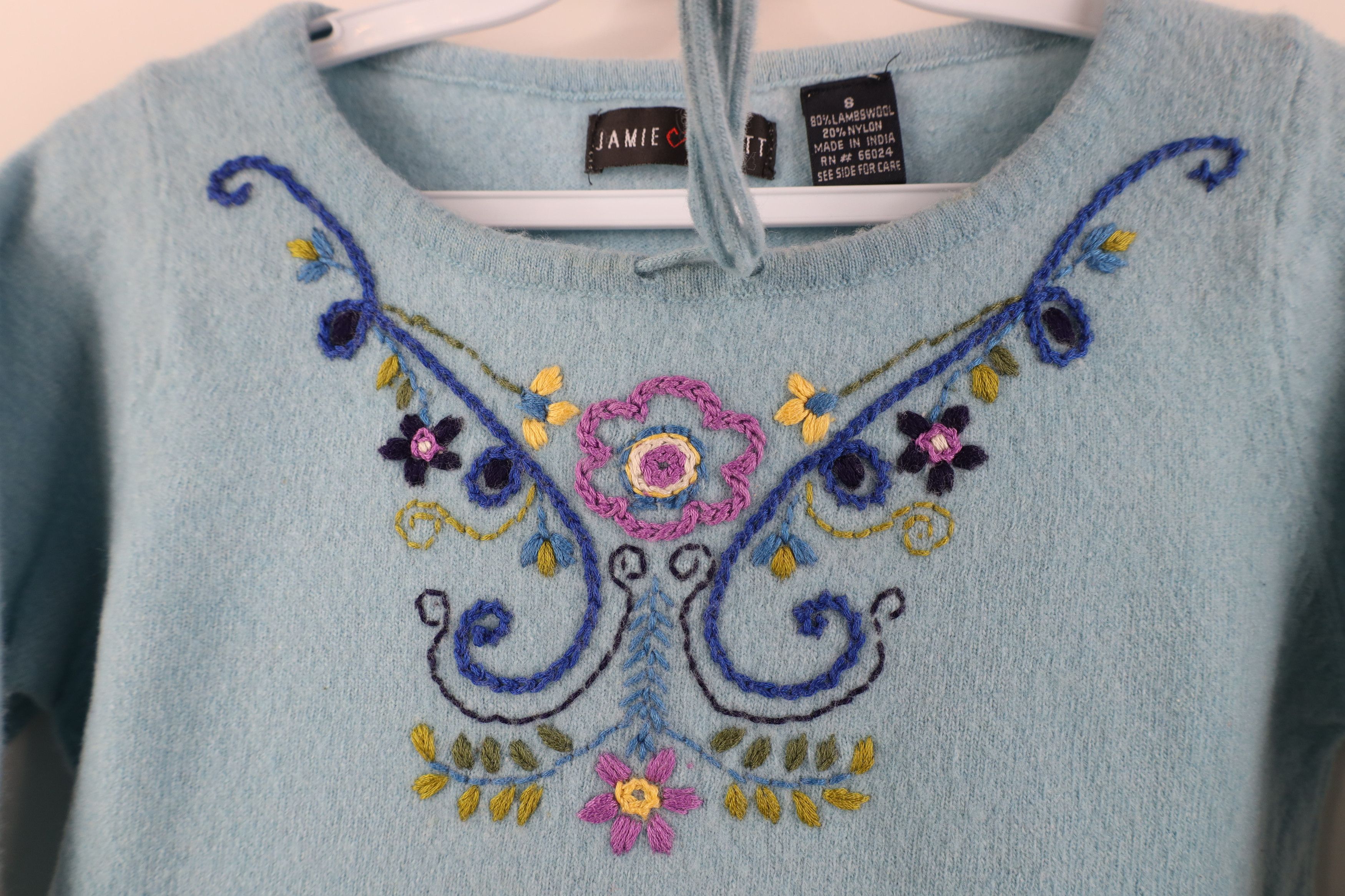 Vintage Vintage 90s Babydoll Flower Lambswool Cropped Sweater Size S / US 4 / IT 40 - 4 Thumbnail
