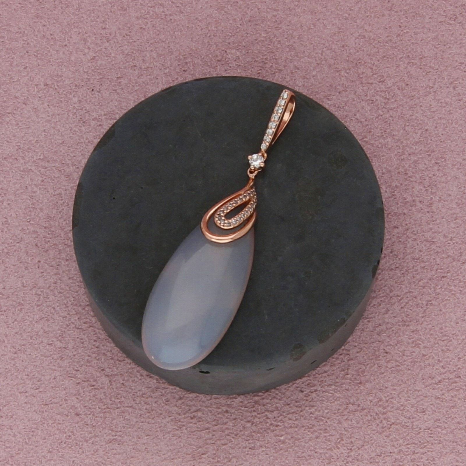 Sterling Silver stauer sterling silver rose gold plate cz & quartz pendant Size ONE SIZE - 1 Thumbnail
