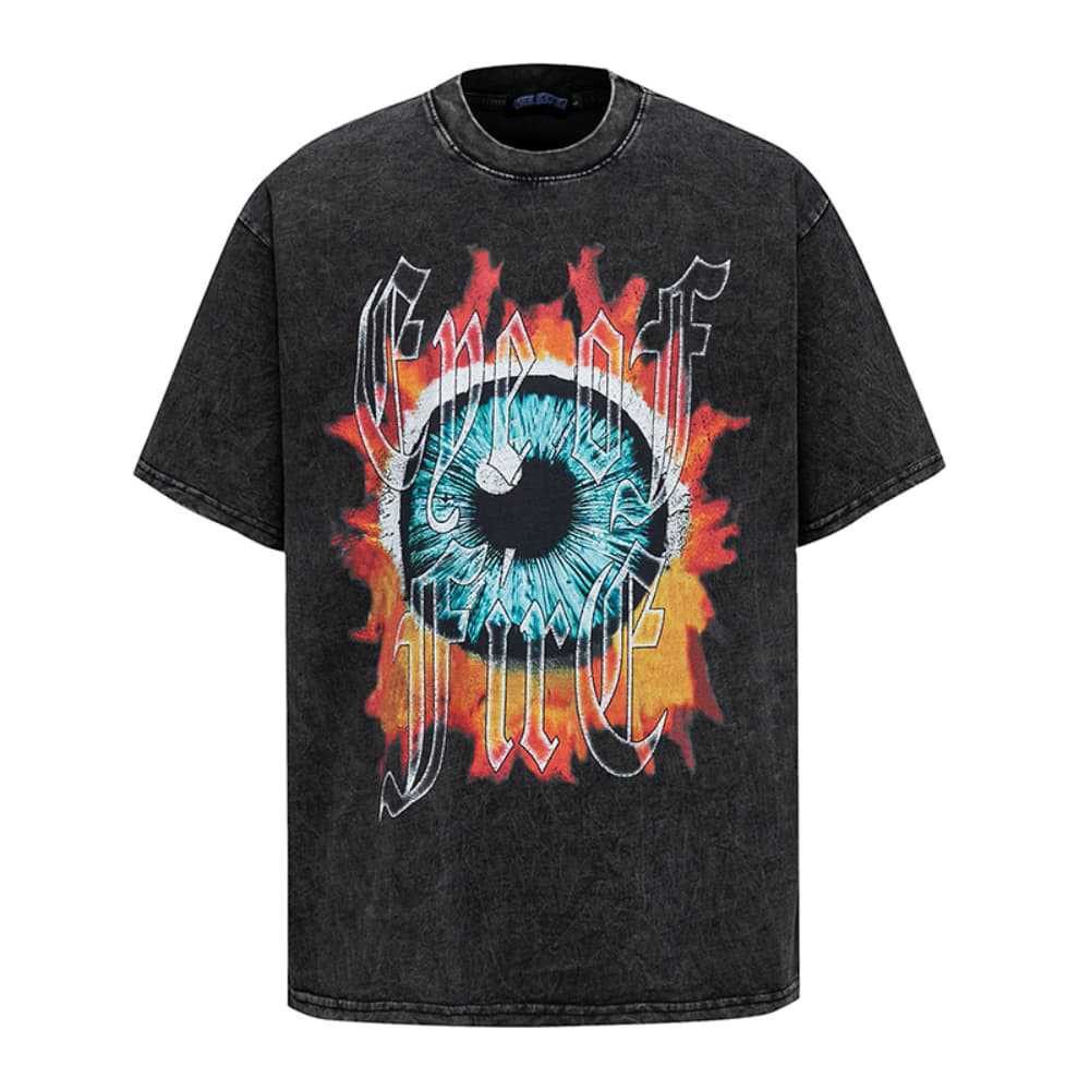Japanese Brand × Vintage Creative eye flame print distressed washed tee Size US L / EU 52-54 / 3 - 1 Thumbnail