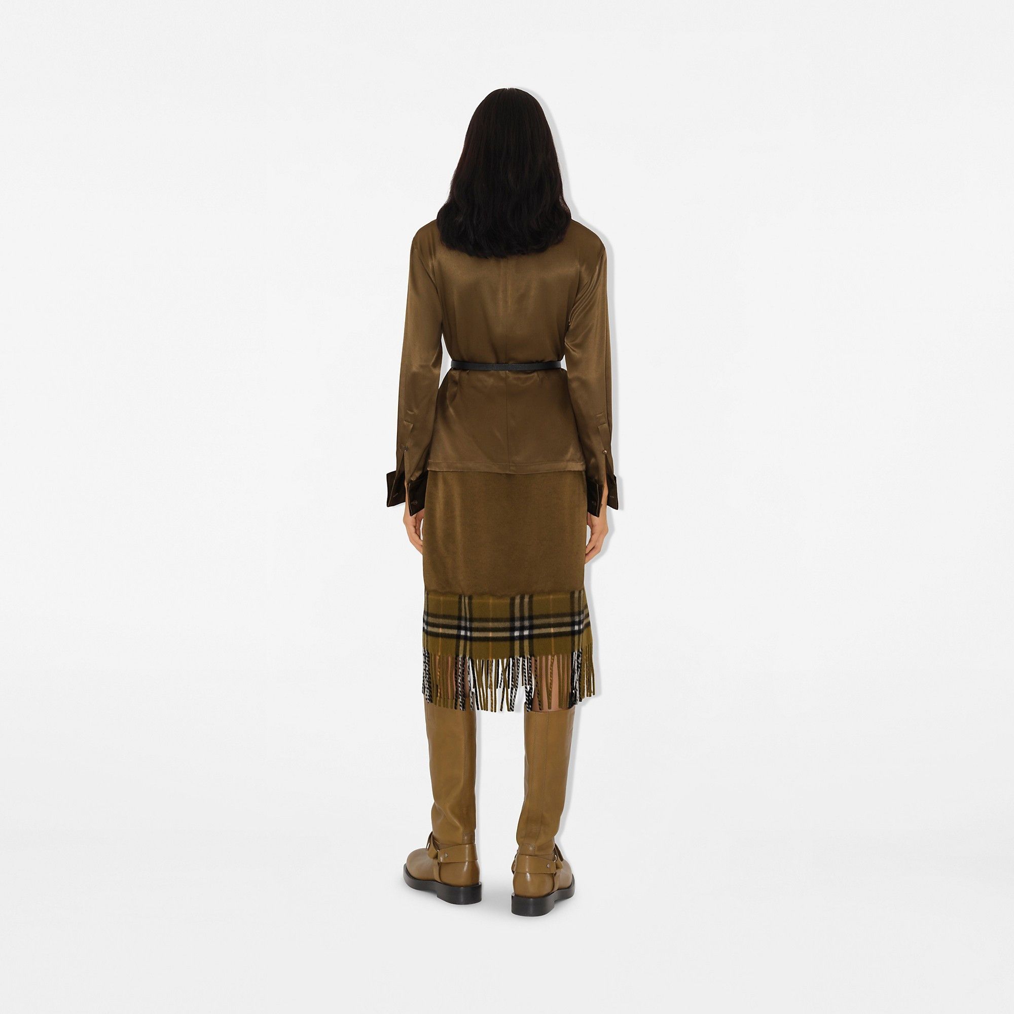 Burberry o1w1db10426 Satin and Check Scarf Top in Green Size M / US 6-8 / IT 42-44 - 4 Thumbnail