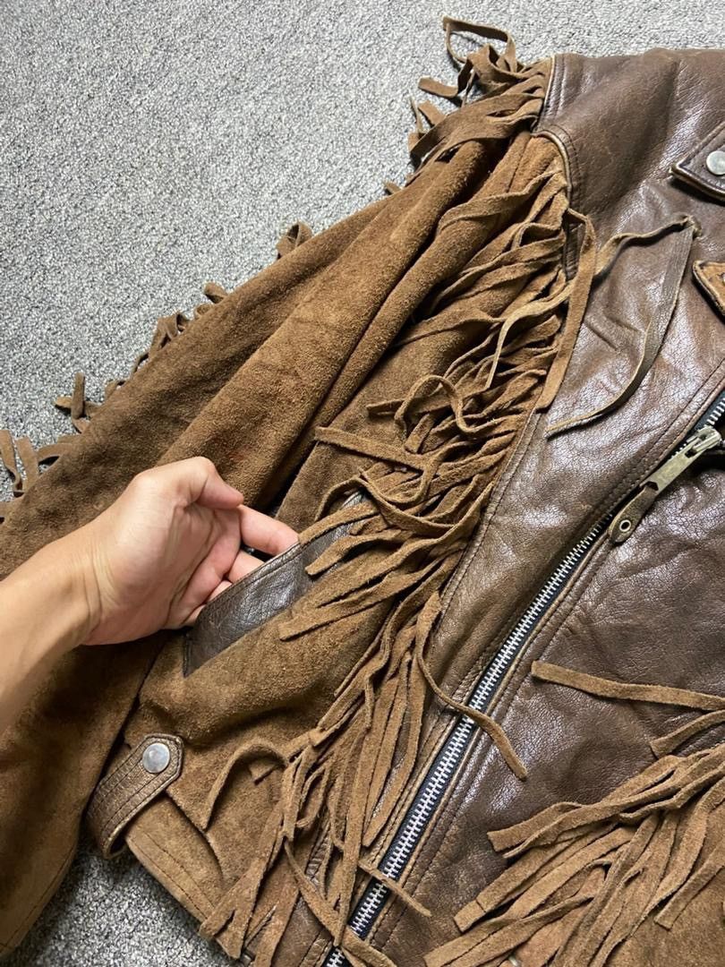 Japanese Brand Nice London Brand Leather Fringed Cowboy Jacket (191) Size US M / EU 48-50 / 2 - 8 Thumbnail