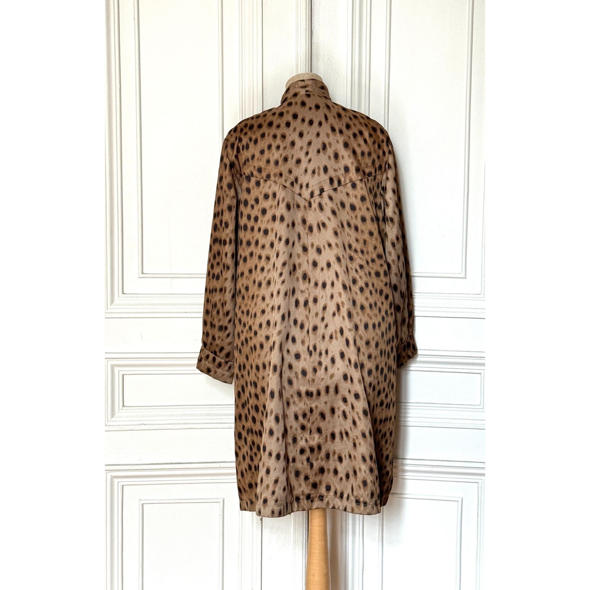 Yves Saint Laurent Vintage Leopard Print Mandarin Collar Dress Size S / US 4 / IT 40 - 3 Thumbnail