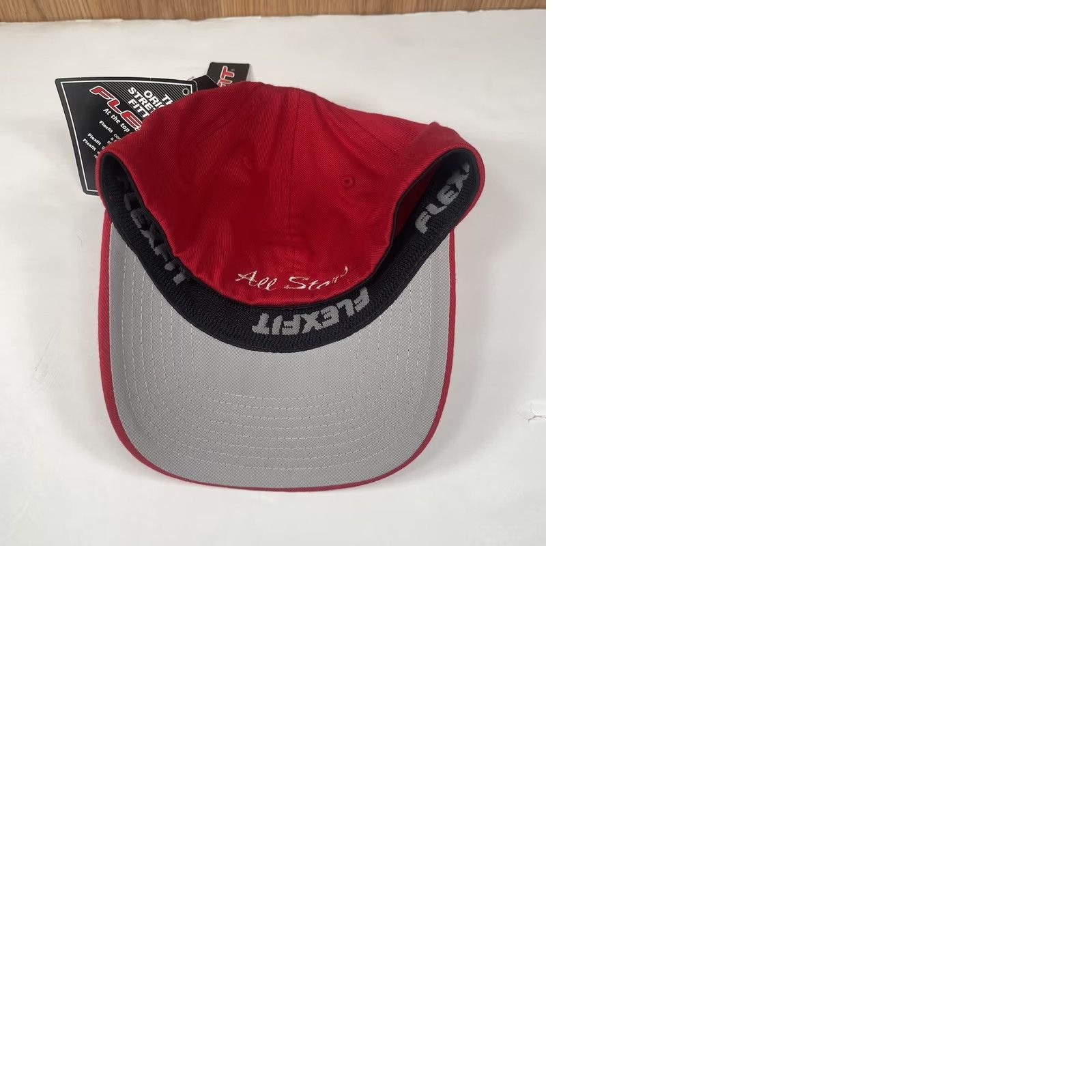 Vintage Flexfit Red Baseball Hat Cap Adult Size S-M Fitted Stretch Breathable Stars Logo Y All Stars Size ONE SIZE - 9 Thumbnail