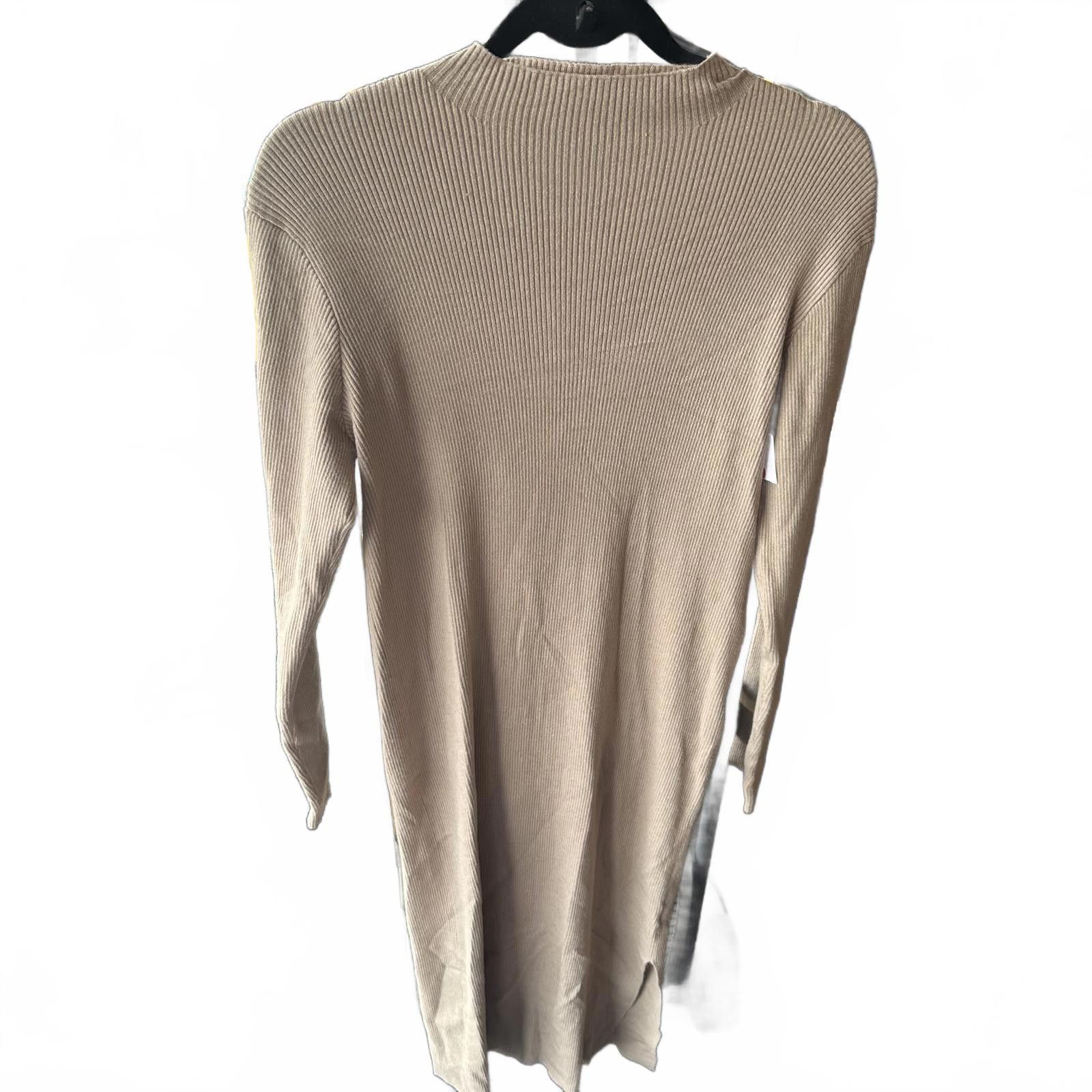 Designer Pink Lily Chic Long Sleeve Ribbed Knit Dress - Beige Size XXL / US 16-18 / IT 52-54 - 1 Preview