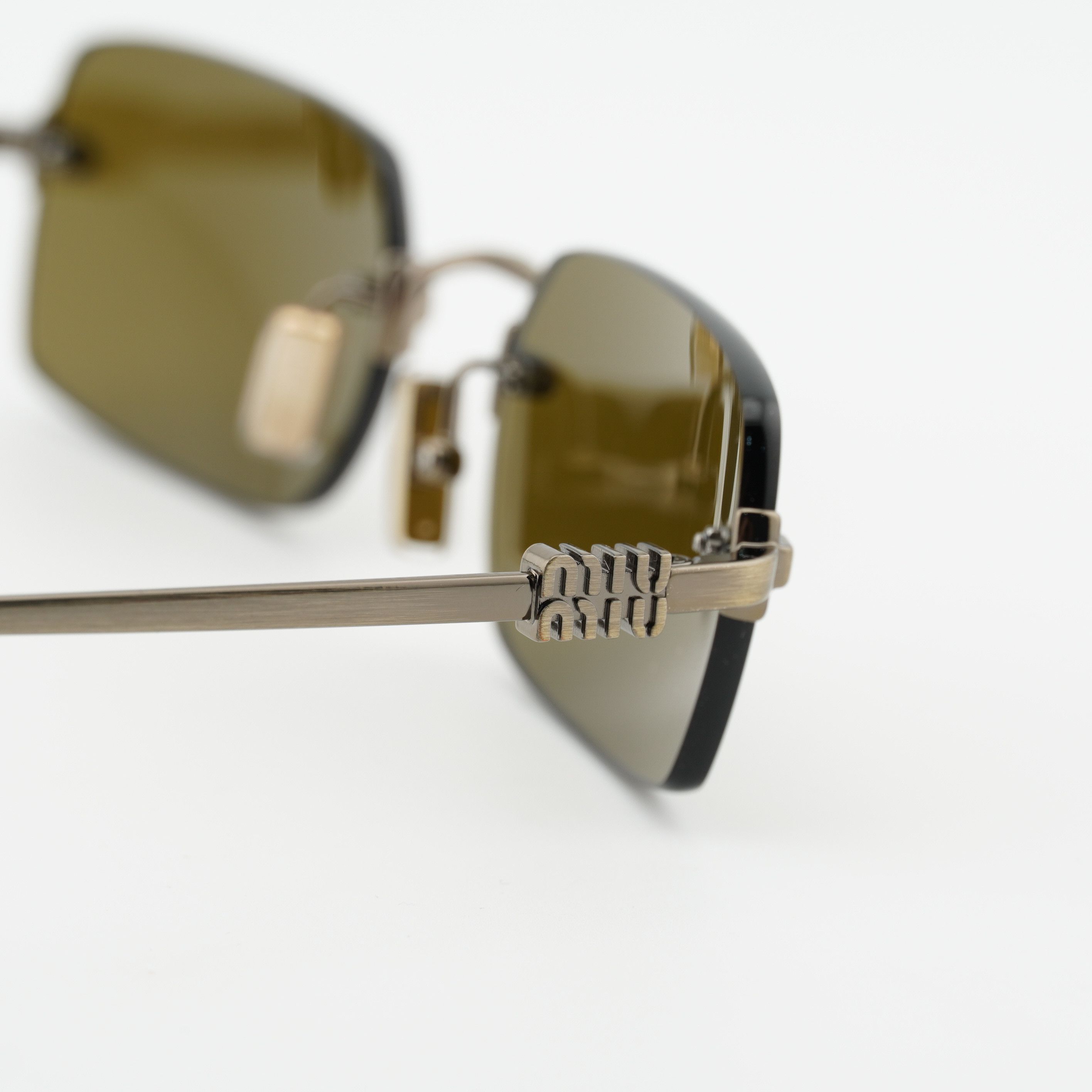 Miu Miu Miu Miu MUB50S 26C09Z Sunglasses Gold Rectangle Frame Size ONE SIZE - 2 Thumbnail