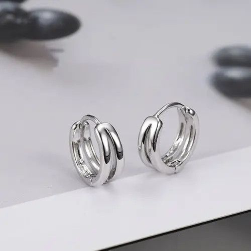 Other 925 Silver Plated Silver Hoop Earrings for Men Women Size ONE SIZE - 1 Thumbnail