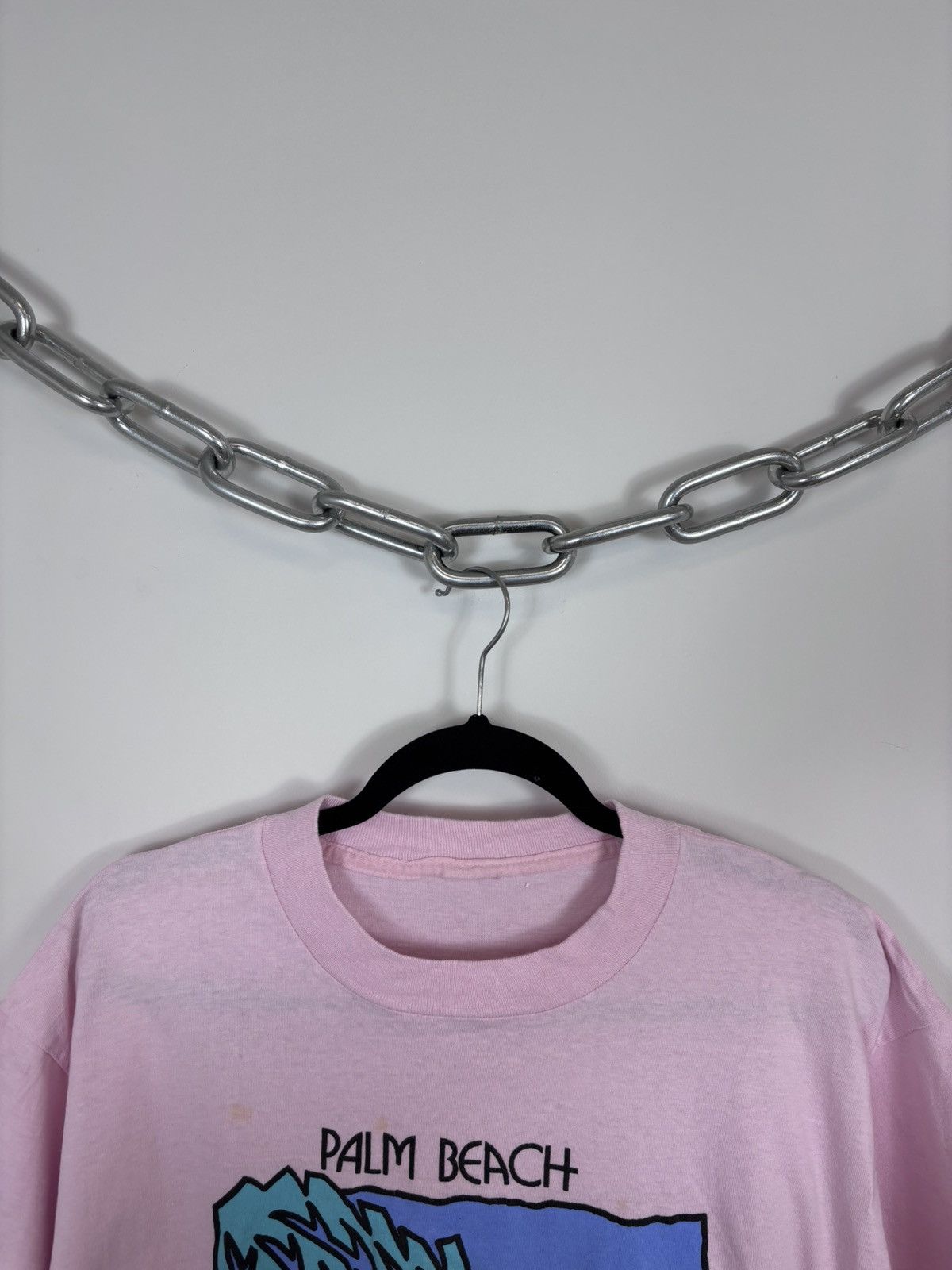 Vintage Vintage 1990s Palm Beach USA Big Graphic Pink T-Shirt Tee Size US L / EU 52-54 / 3 - 9 Thumbnail