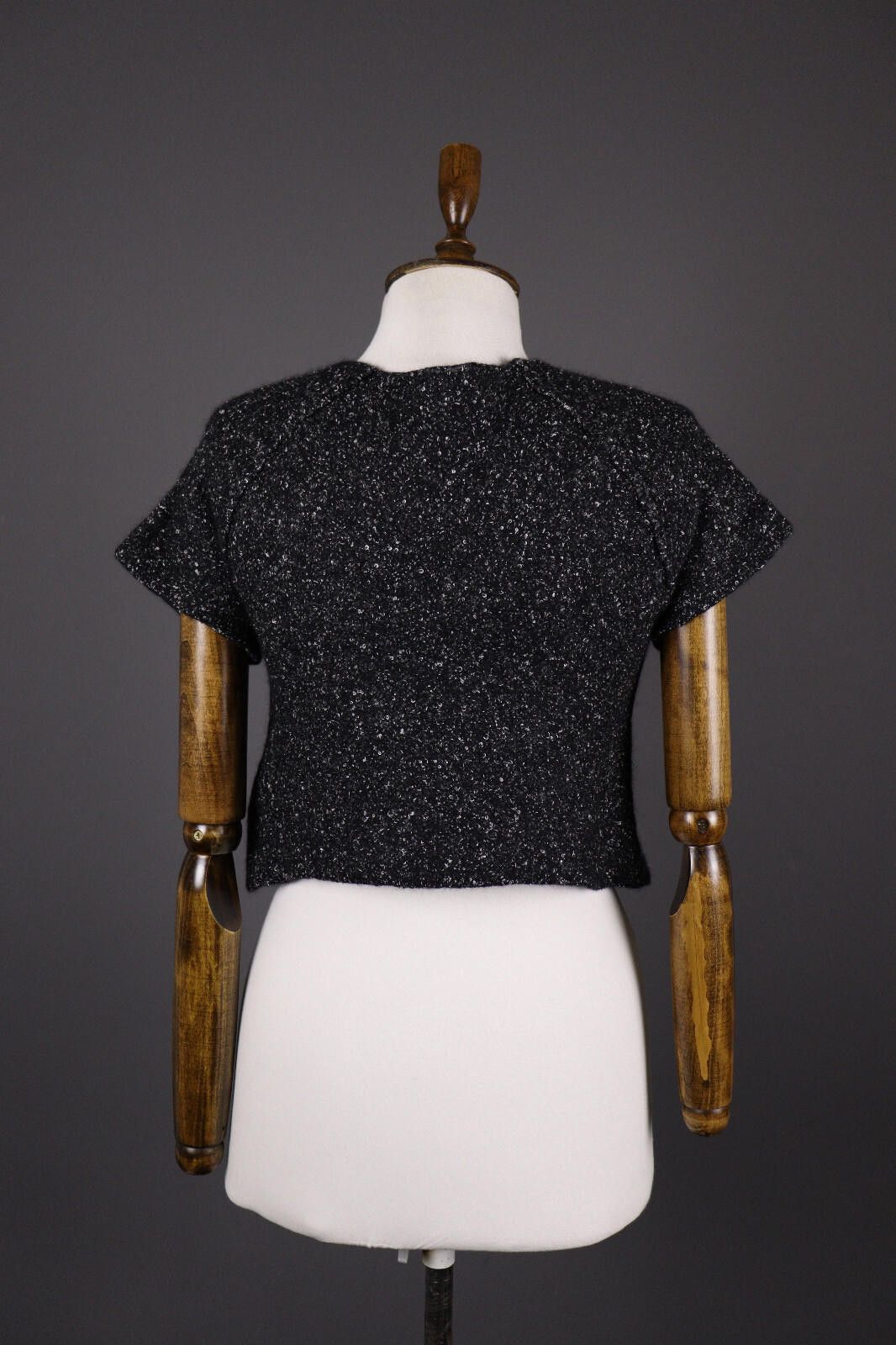 Oscar De La Renta Oska Black Wool Short Sleeve Sweater Size 1 / UK 10 / US 6-8 Size M / US 6-8 / IT 42-44 - 5 Thumbnail