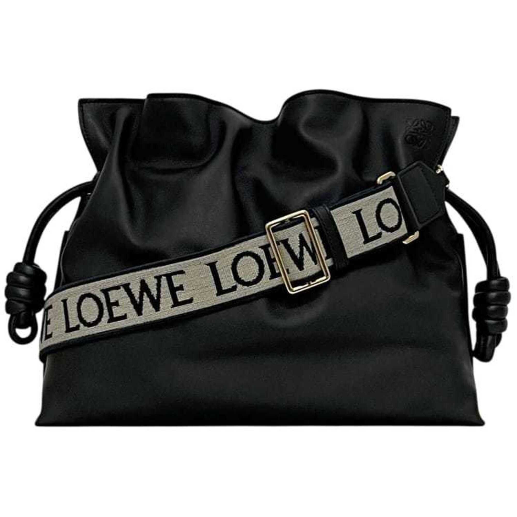 Loewe Flamenco Clutch Shoulder Bag, Black, Leather, Napa Calf, 012250 Loewe, Women's
