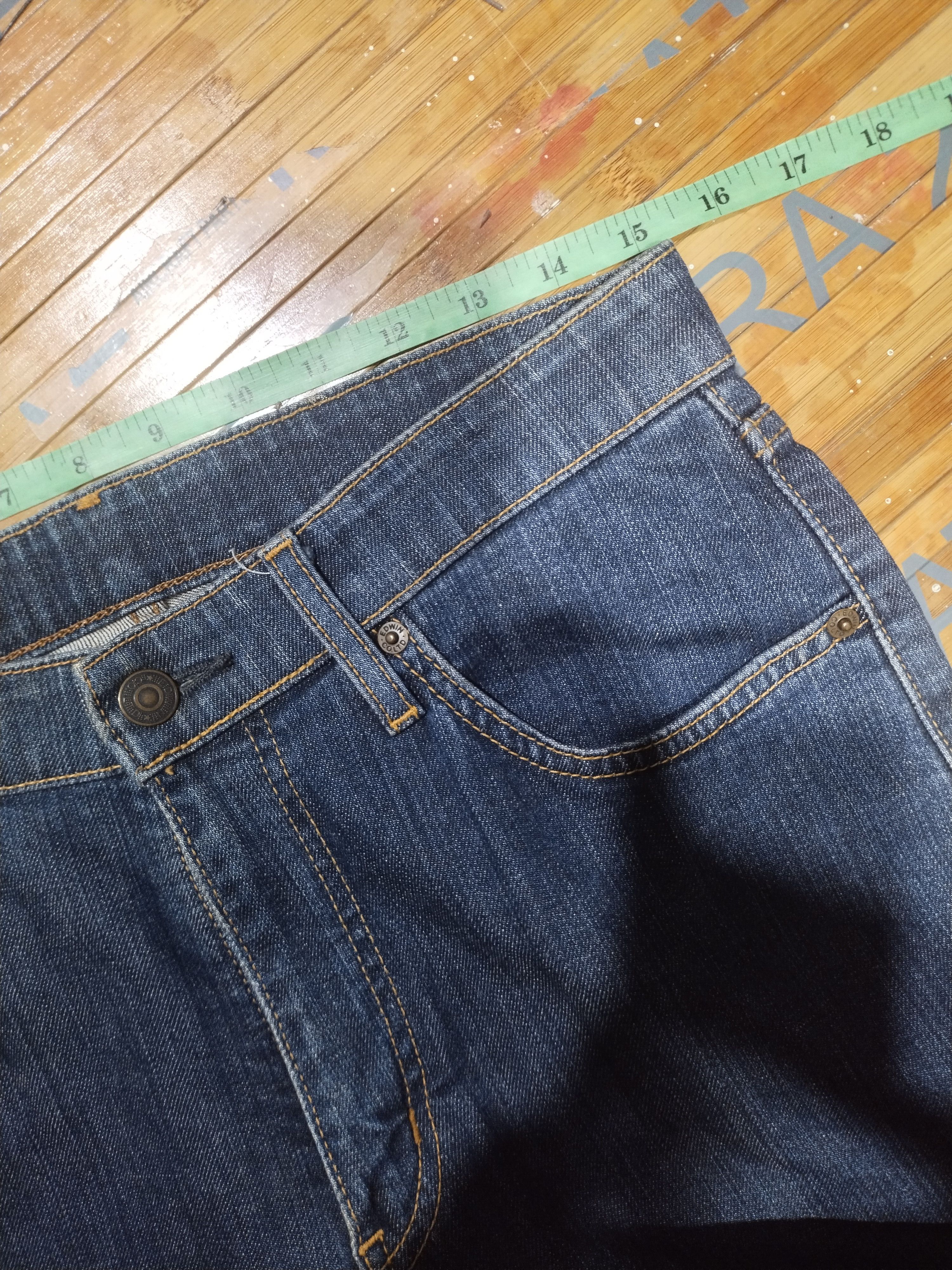 Genuine Leather × Japanese Brand Jeans Edwin 403 "International Basics/Genuine Quality Size US 31 - 3 Thumbnail