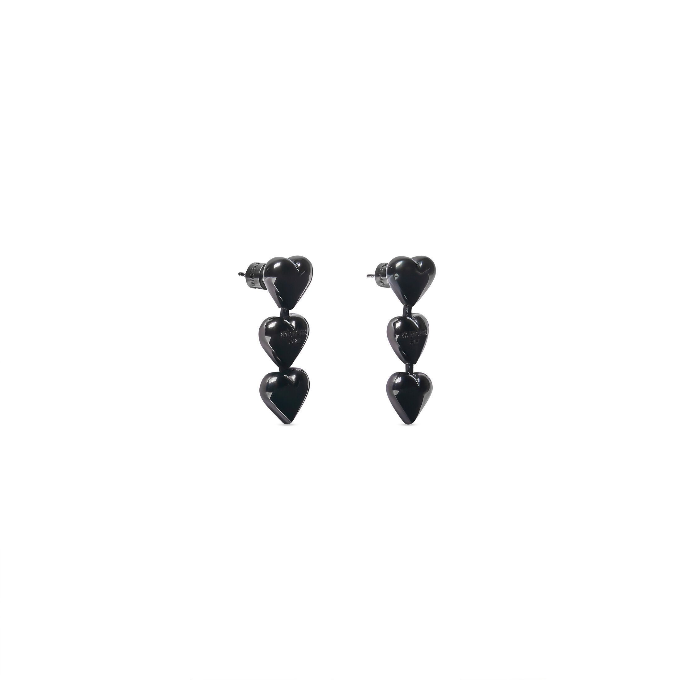 Balenciaga o1mt1gz1224 Size: OS / Heart Earrings in Metallic Black Size ONE SIZE - 4 Thumbnail