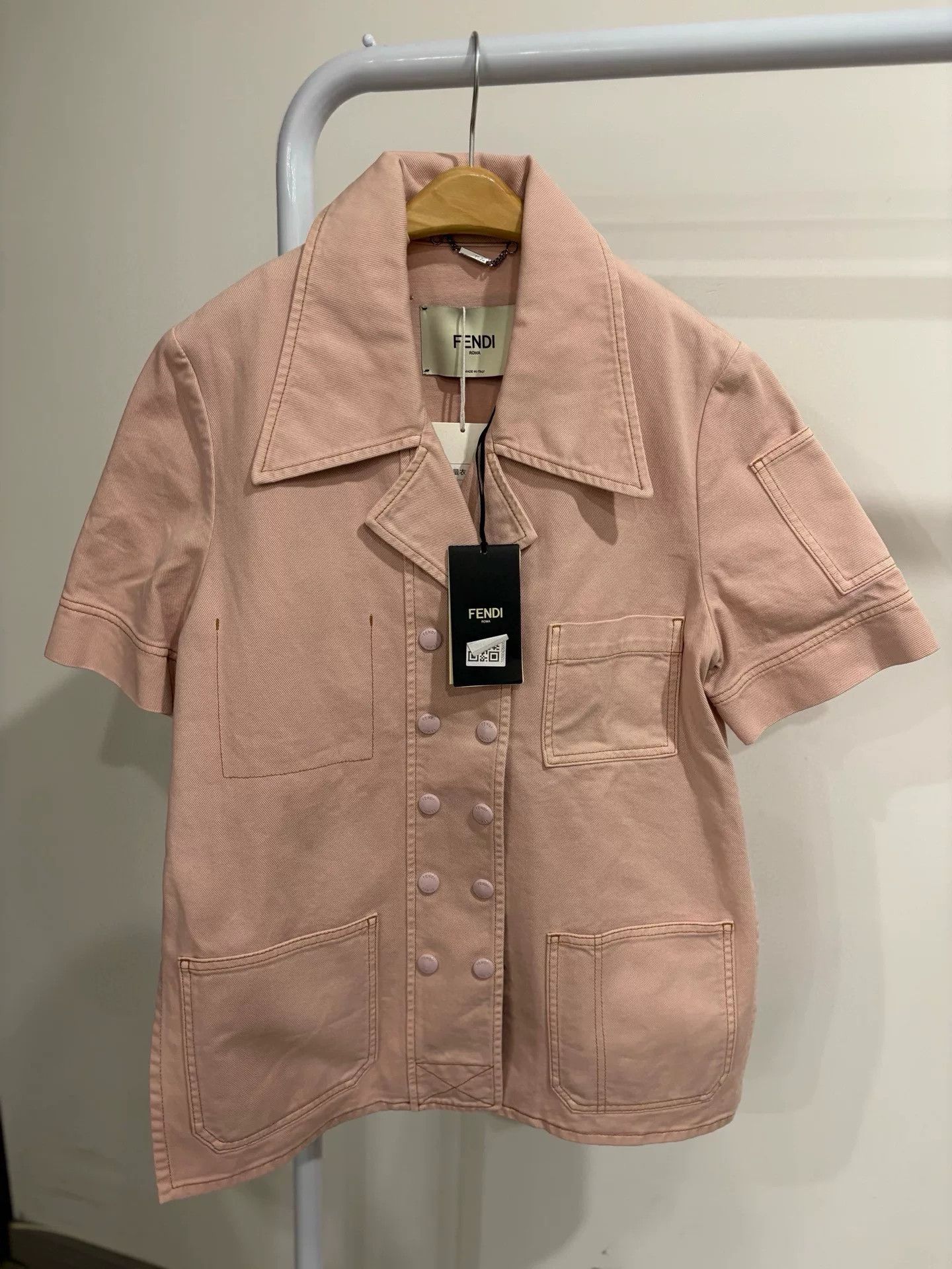 Fendi Fendi Pink Short Sleeve Denim Jacket Size US L / EU 52-54 / 3 - 1 Thumbnail