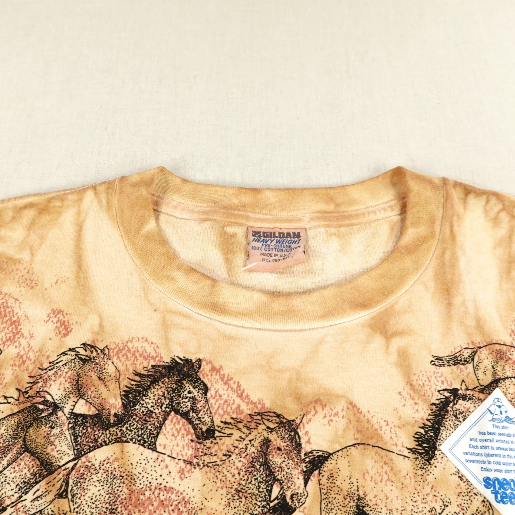 Gildan VINTAGE Gildan T-Shirt Men 2XL Brown Graphic Print 90s Deadstock Nature Outdoors Horse California Size US XXL / EU 58 / 5 - 2 Thumbnail
