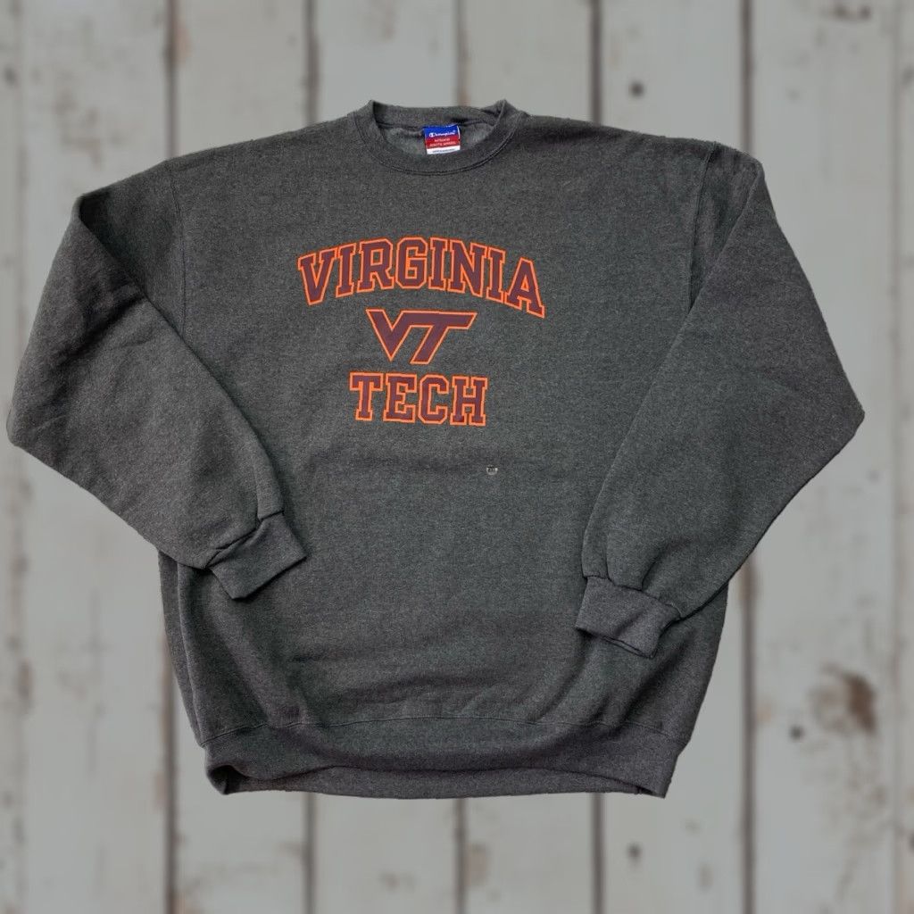 Champion VINTAGE Champion Virginia Tech Hokies Crewneck Sweatshirt Gray XXL NEW Size US XXL / EU 58 / 5 - 1 Thumbnail
