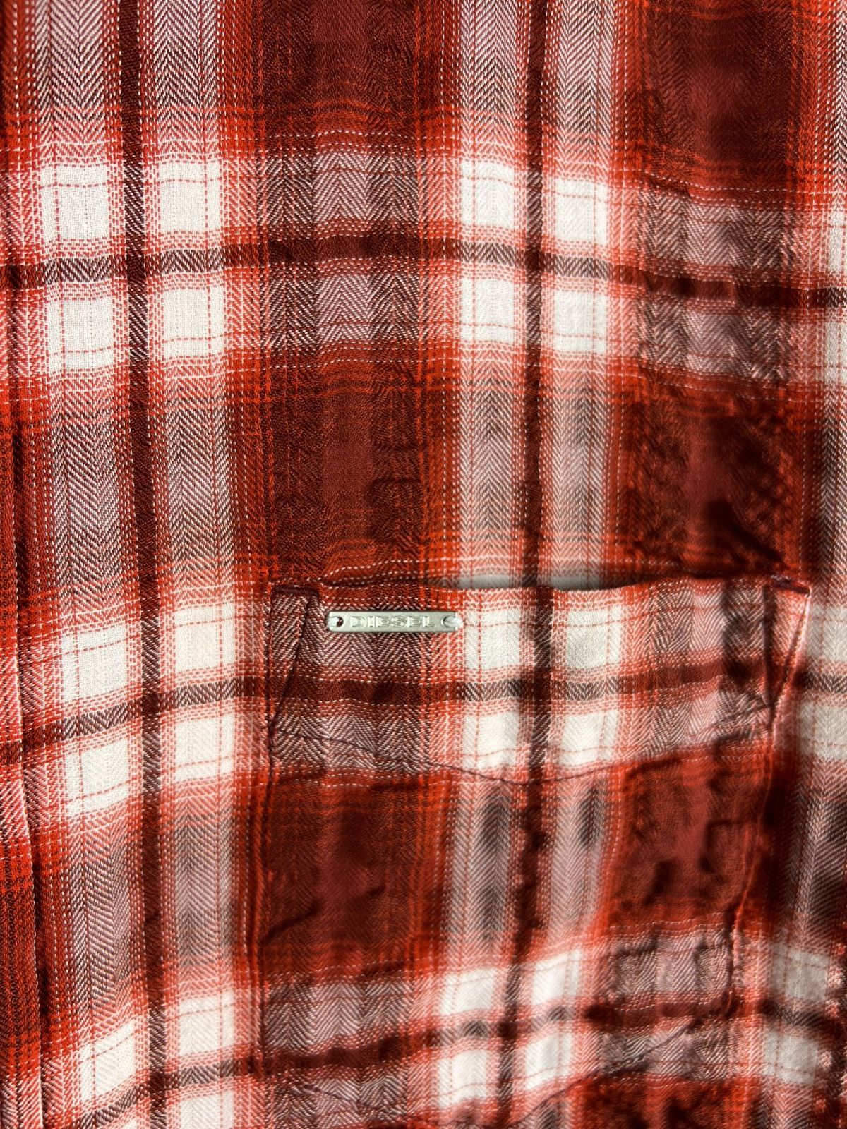 Diesel Diesel plaid button up checked distressed shrunk shirt logo Size US L / EU 52-54 / 3 - 7 Thumbnail