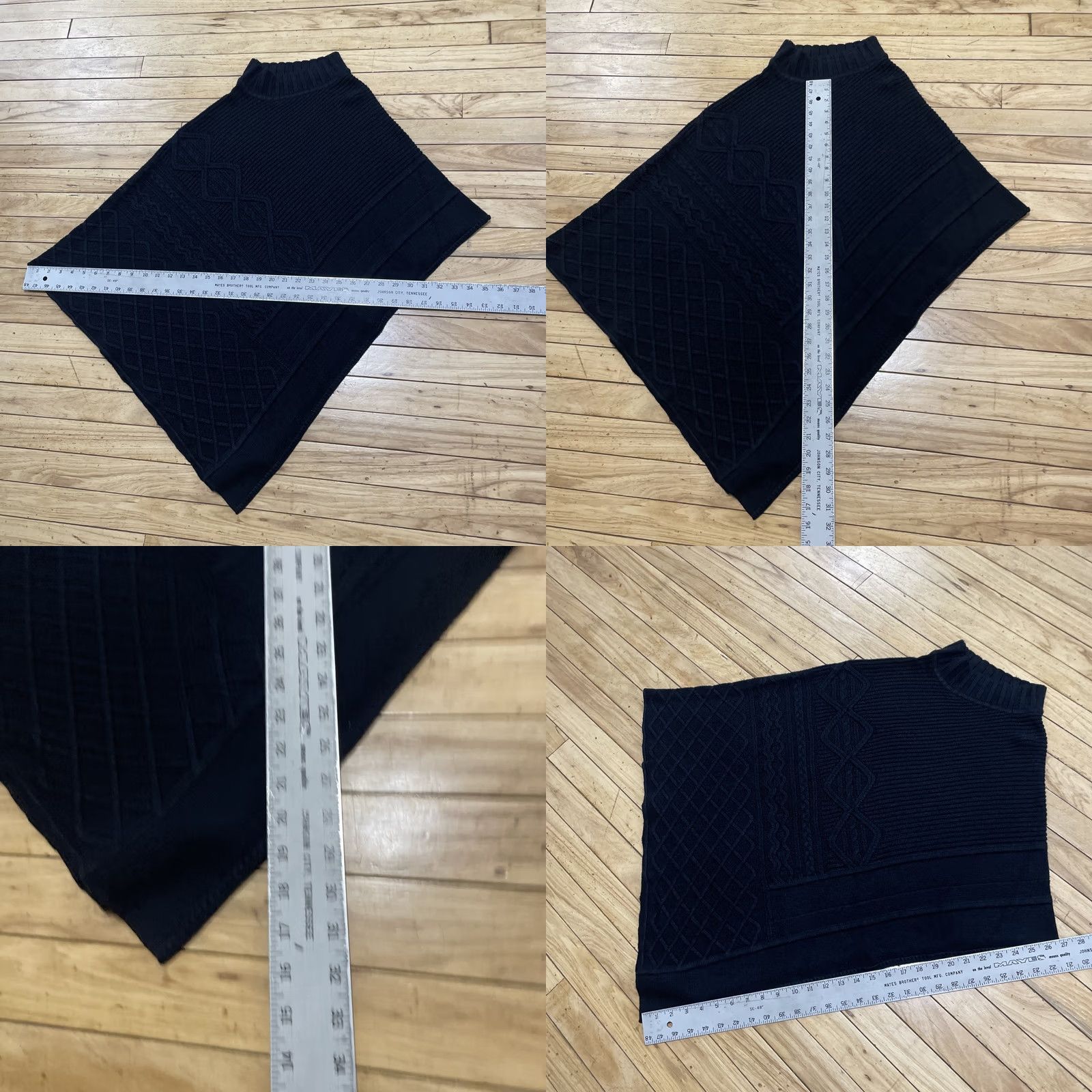 Vintage VINTAGE Ivy Knit Poncho Top Kafkan Cable Knit Black Women M Black Old Money Chic Sweater Ladies Casual Built-in Stretch 80s 90s y2k Size M / US 6-8 / IT 42-44 - 8 Thumbnail
