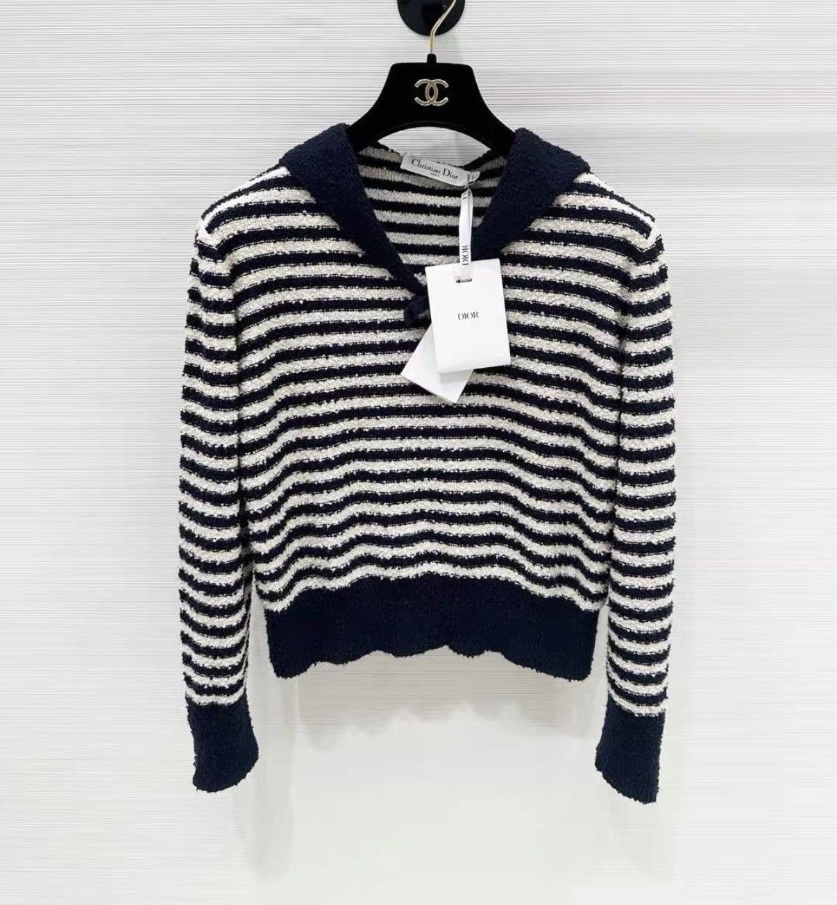 Dior Dior Navy Collar Knit Sweater J33 Size S / US 4 / IT 40 - 1 Thumbnail