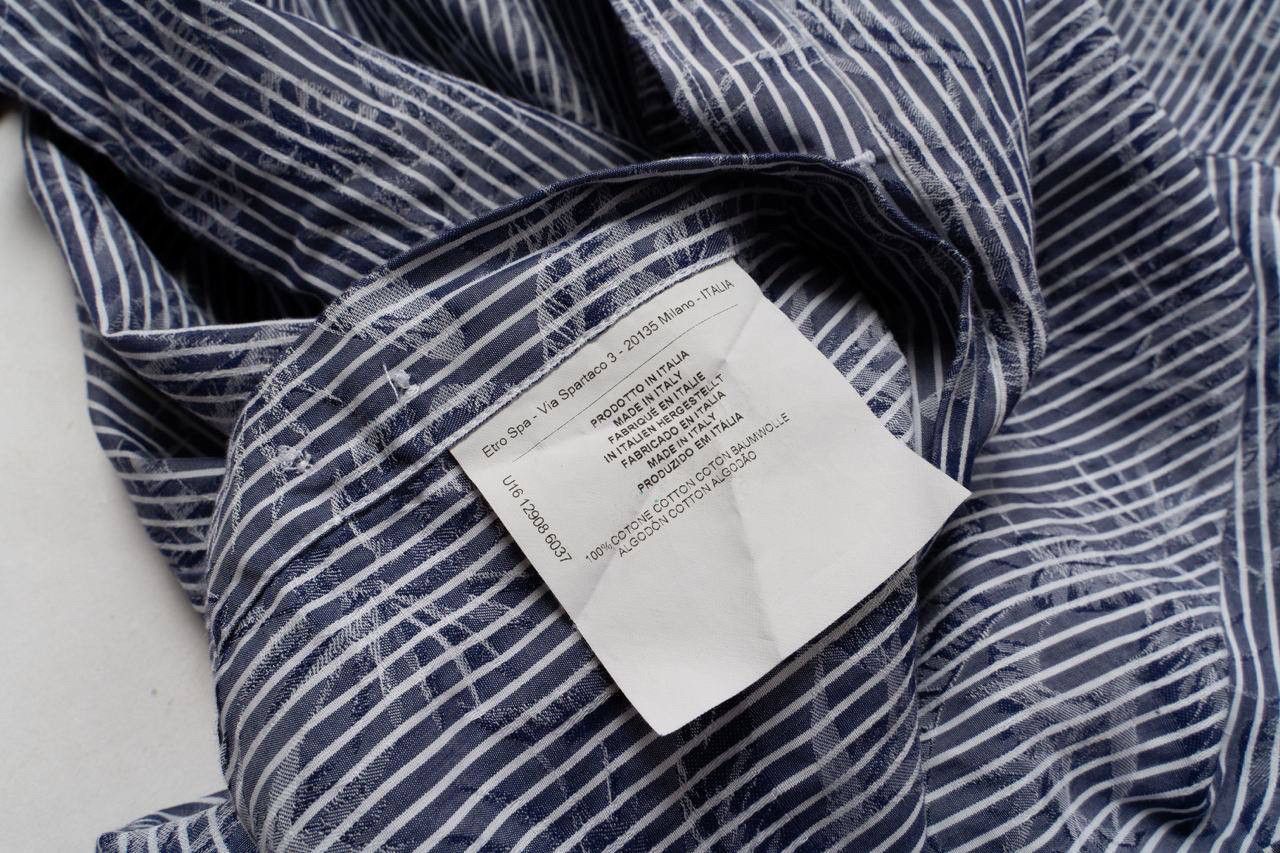 Etro 🔵ETRO Striped Blue Flower Print Bottom Up Shirt Made Italy Size US L / EU 52-54 / 3 - 17 Thumbnail