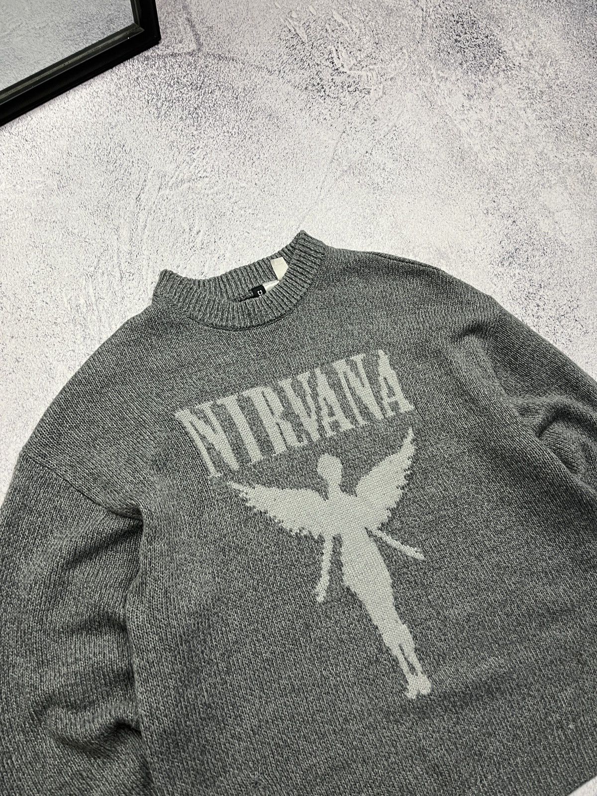 Other Vintage Y2k Nirvana Crazy Angel Big Logo Knit Sweater Boxy Size US M / EU 48-50 / 2 - 4 Thumbnail
