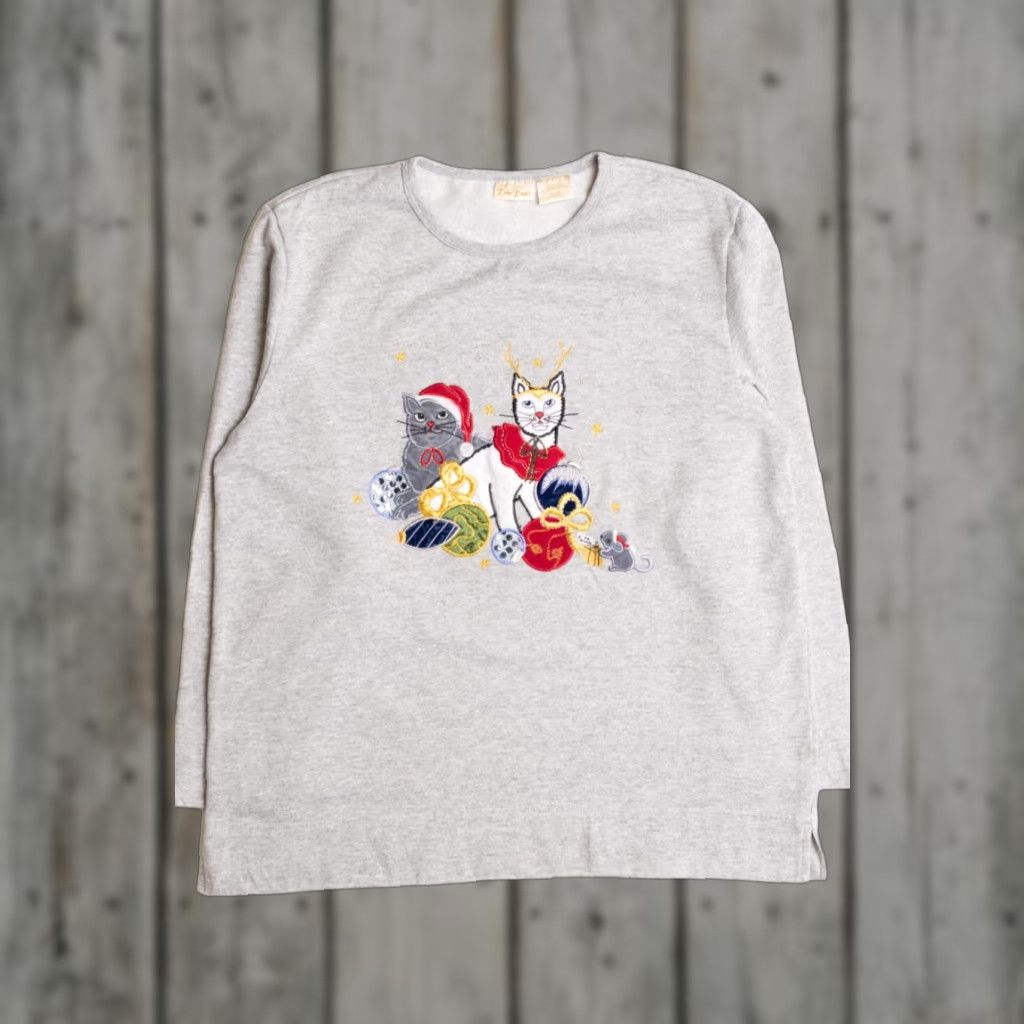 Vintage VINTAGE Bobbie Brooks Gray Ugly Christmas Sweatshirt 59060 Large Regular Polyester / Cotton Cats Christmas Other Mens Womens Girls Size L / US 10 / IT 46 - 1 Thumbnail