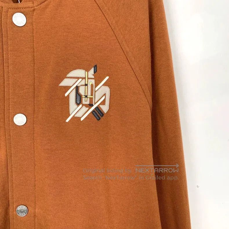 Hermes Hermes Orange Logo Cotton Baseball Jacket. Size US M / EU 48-50 / 2 - 4 Thumbnail