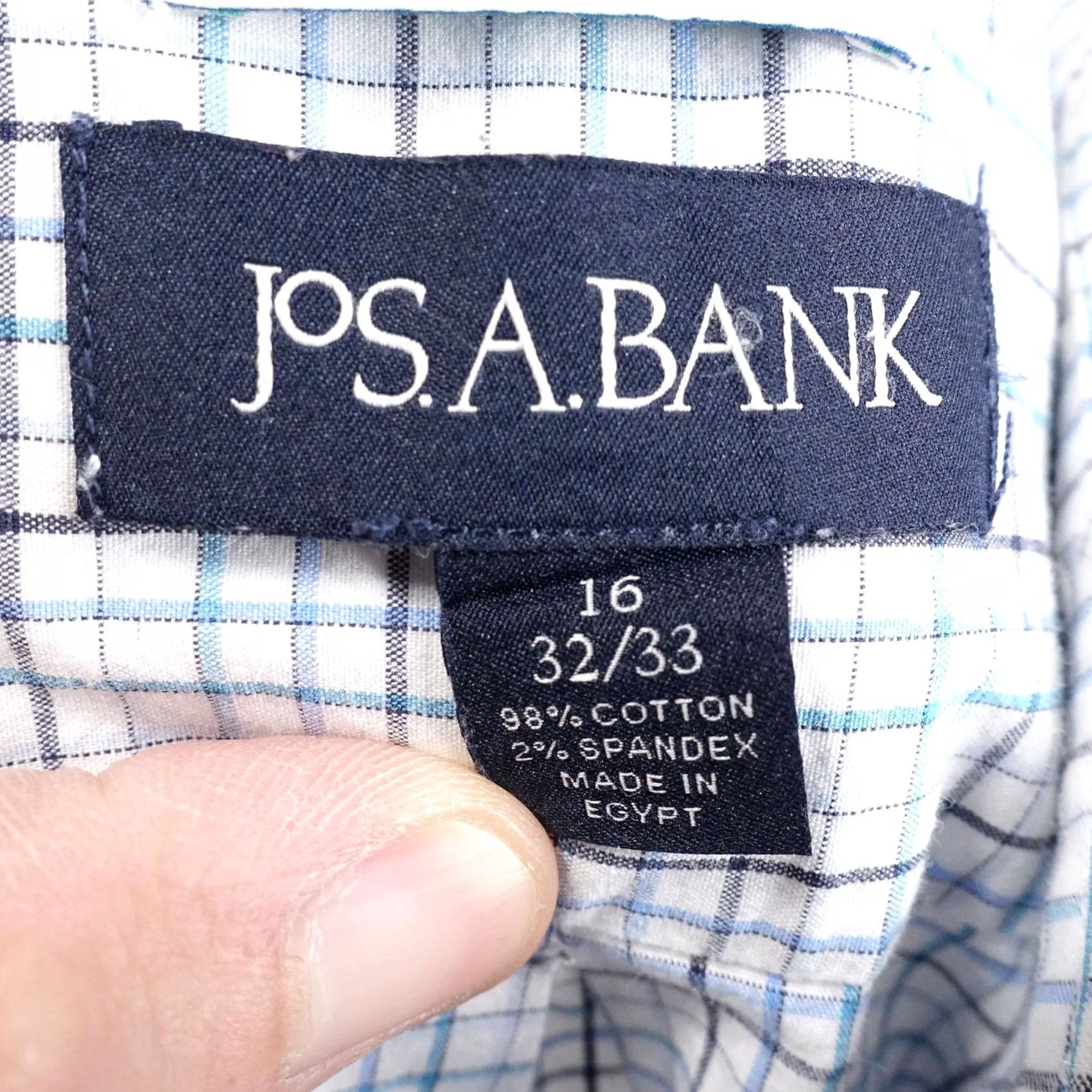Jos. A. Bank Jos. A. Bank Dress Shirt Mens 16 32/33 Tailored Fit Check Button-Down Collar Cotton Spandex Slim Fit Business ShirtMens Size 42R - 6 Thumbnail