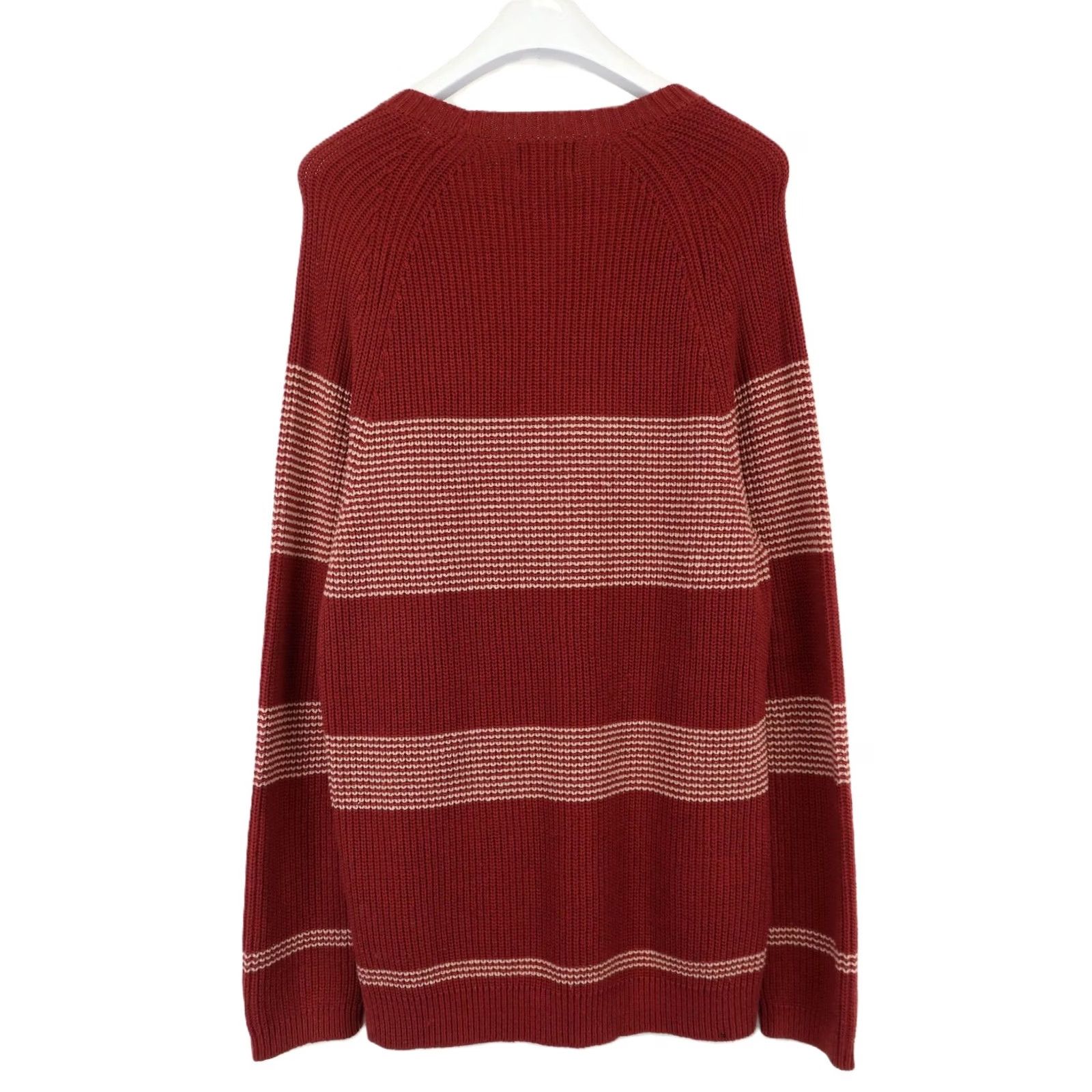 Vintage No Nationality NN.07 Jumper Men's 2XL Burgundy Stripe Crew Neck Silk Noil Blend Size US XXL / EU 58 / 5 - 2 Thumbnail
