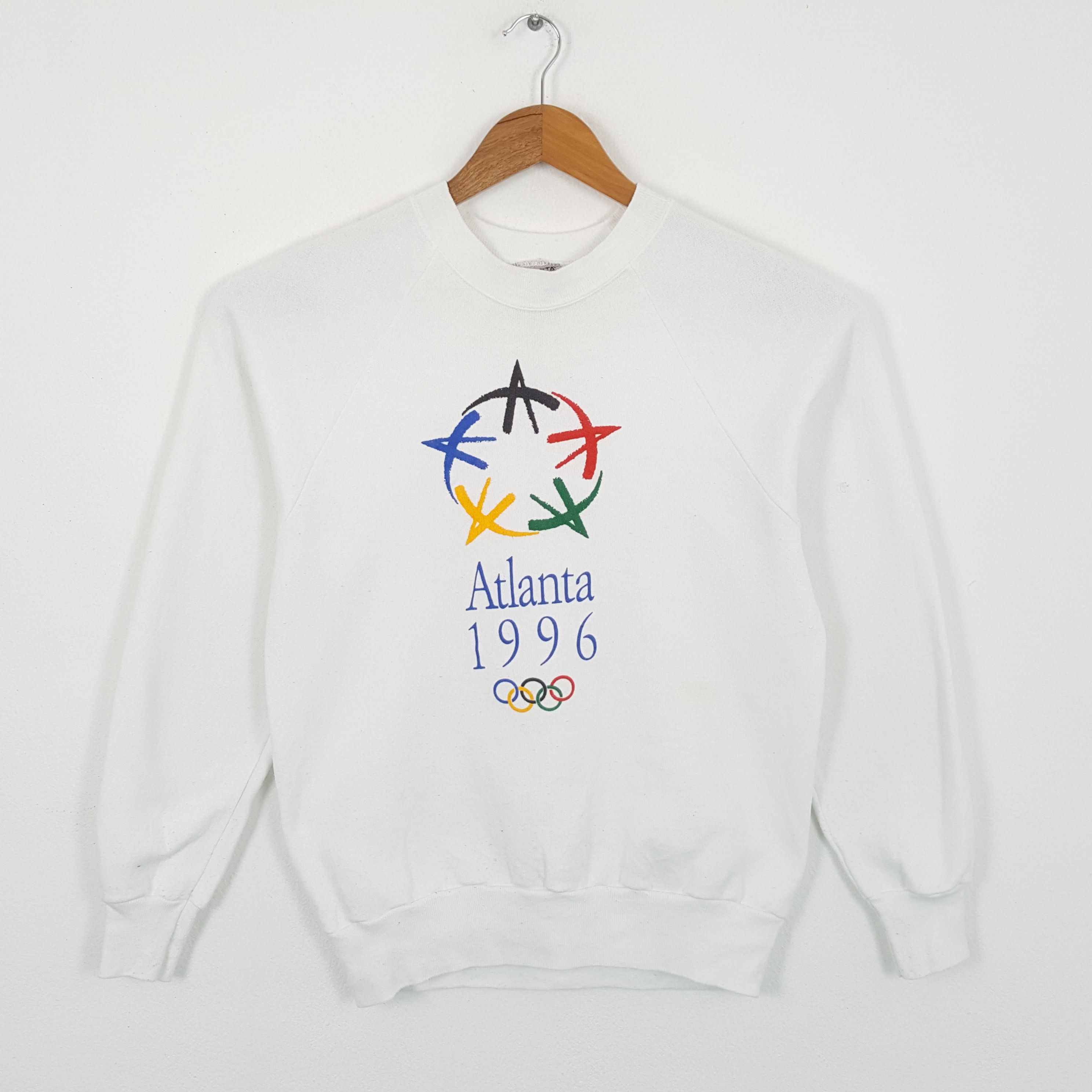 image of USA Olympics x Vintage 90's Olympics Atlanta 1996 Promotion Sweatshirts in White, Men's (Size Small