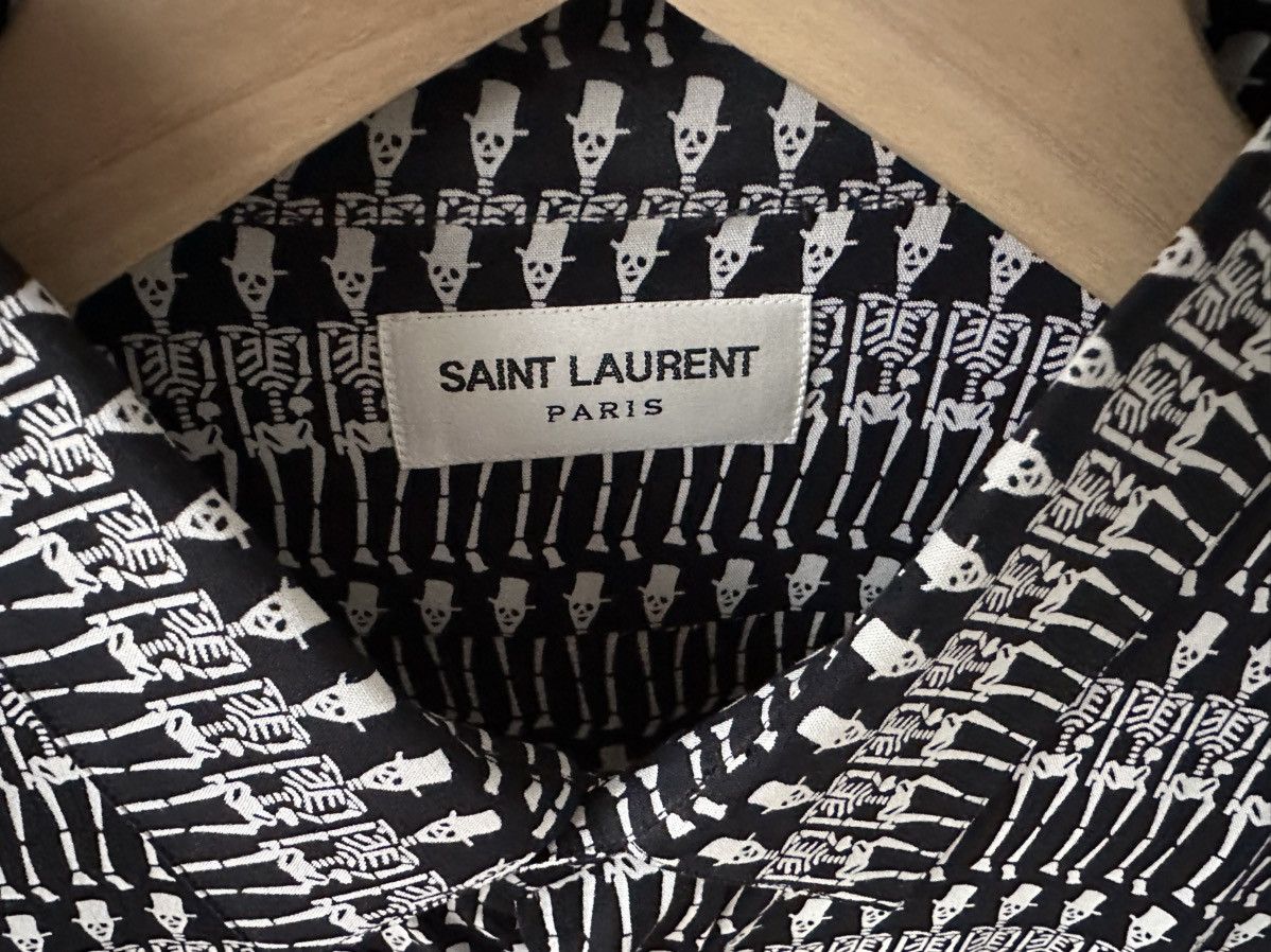 Saint Laurent Paris Saint Laurent Yves Collar Shirt Skelleton Printed Size 40 Size US M / EU 48-50 / 2 - 3 Thumbnail