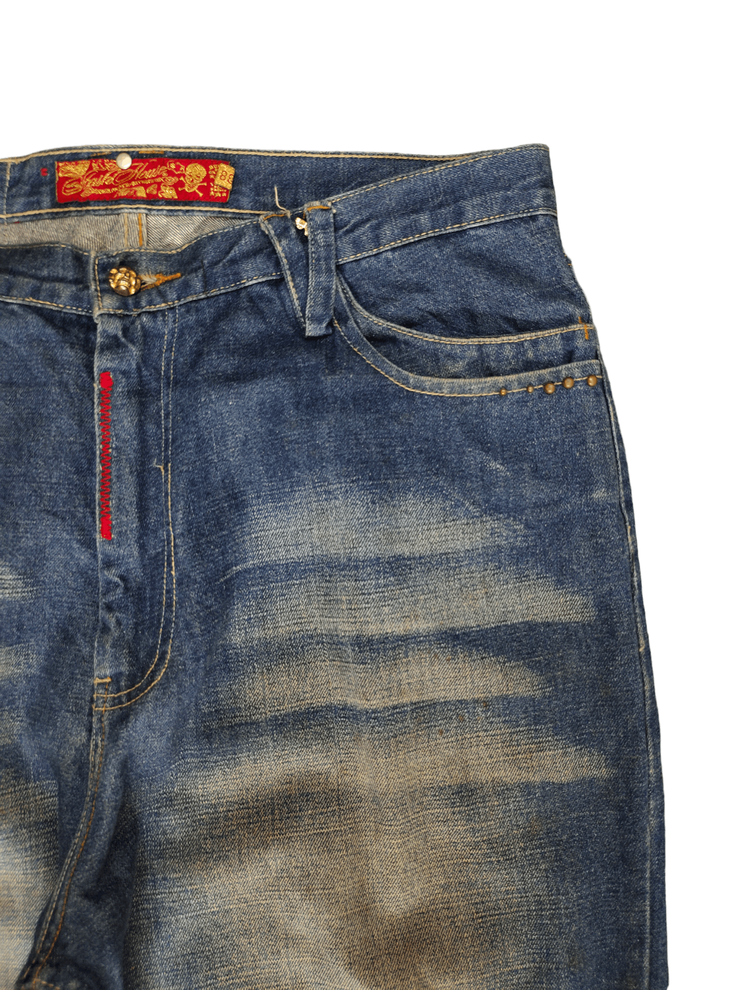 Kapital Stash House Skull Dollar Patch Denim Wide Leg Baggy Jeans Size US 37 - 11 Thumbnail