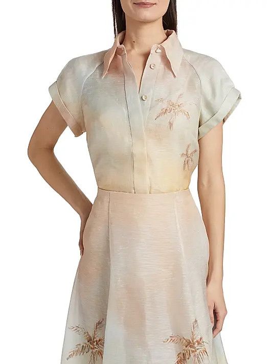 Zimmermann oc11z0226 Illuminate Fitted Blouse In Multicolor Size XS / US 0-2 / IT 36-38 - 3 Thumbnail