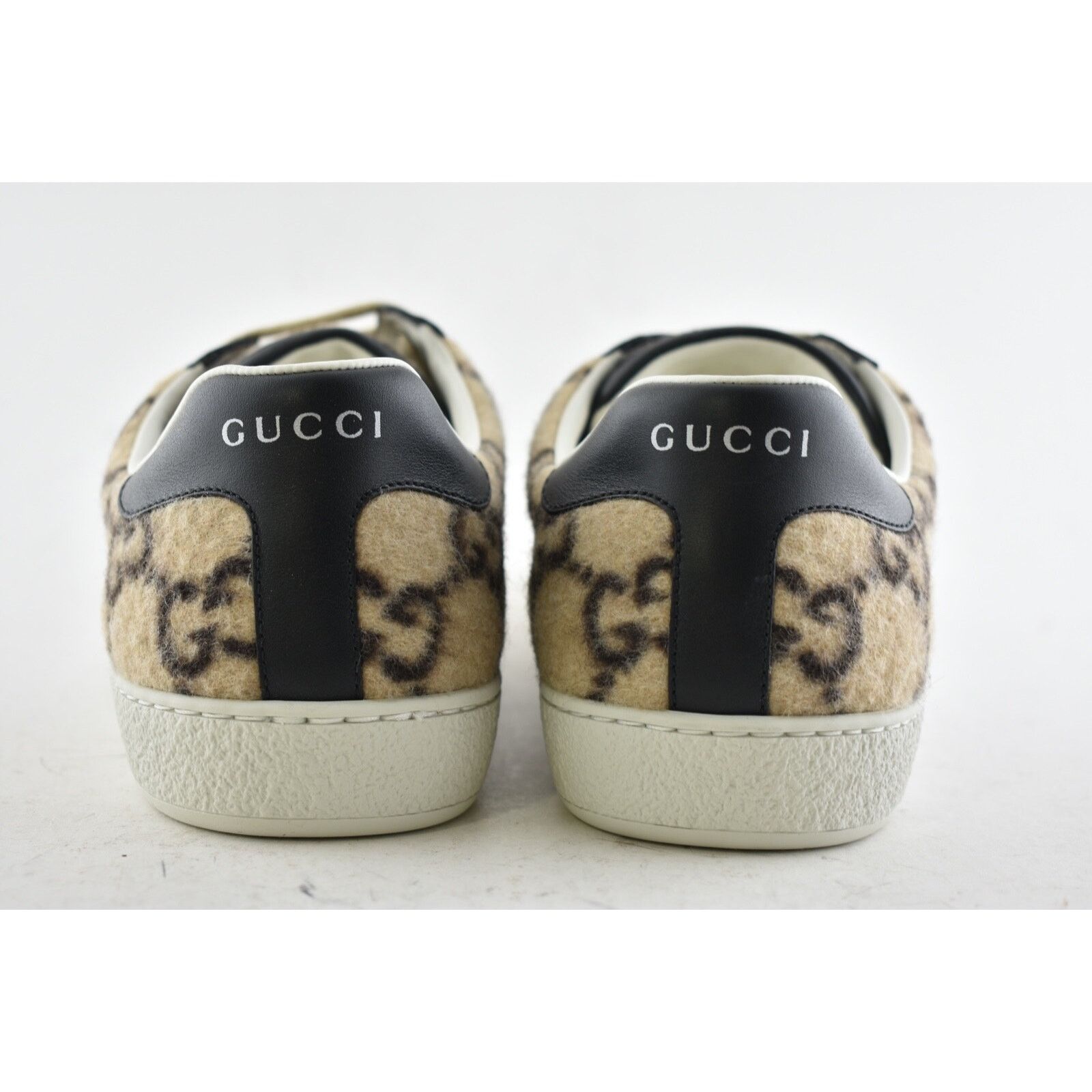 Gucci Gucci Mens New Ace Wool Brown Beige Black GG Logo Low Size US 8 / EU 41 - 10 Thumbnail
