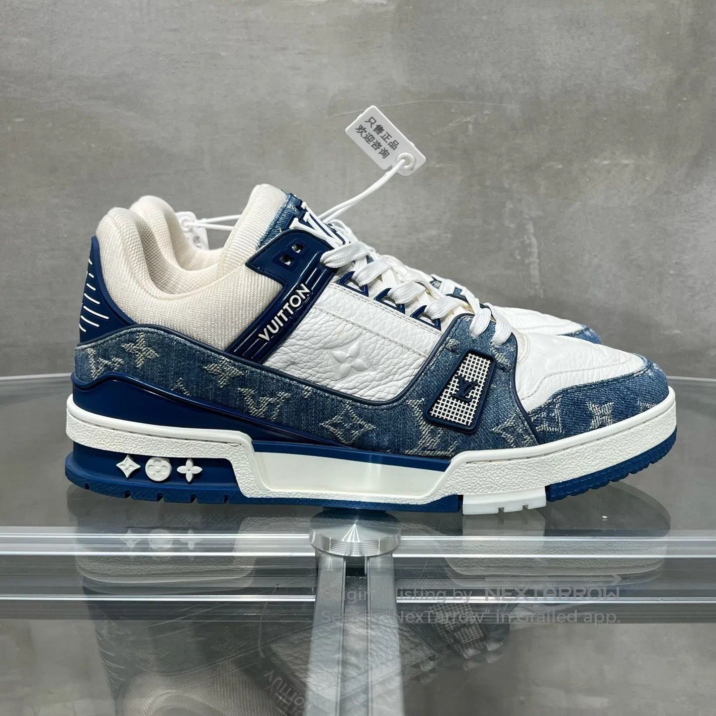Louis Vuitton Louis Vuitton Trainer White Blue Jeans shoes Size US 7 / EU 40 - 4 Thumbnail