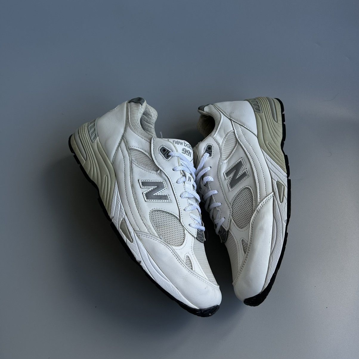 New Balance New Balance 991 Made In England 🏴󠁧󠁢󠁥󠁮󠁧󠁿 UK White Leather 990 993 Size US 11.5 / EU 44-45 - 1 Thumbnail