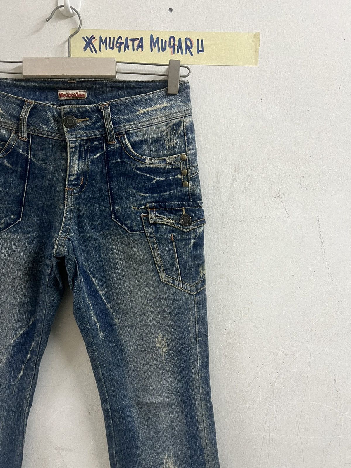 Designer × Japanese Brand FLARED🔥MELURELEE CARGO DISTRESSED DENIM PANT Size US 28 / EU 44 - 6 Thumbnail