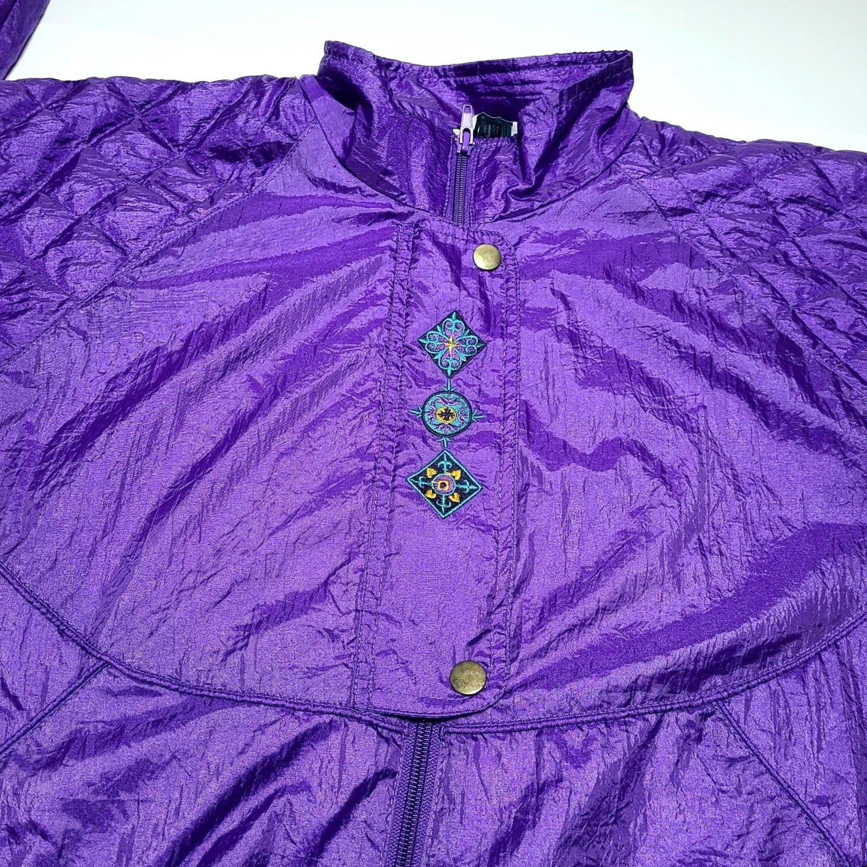 Vintage VINTAGE Bold Spirit Windbreaker Womens Large Purple 90s Full Zip Jacket Lined Size L / US 10 / IT 46 - 2 Thumbnail