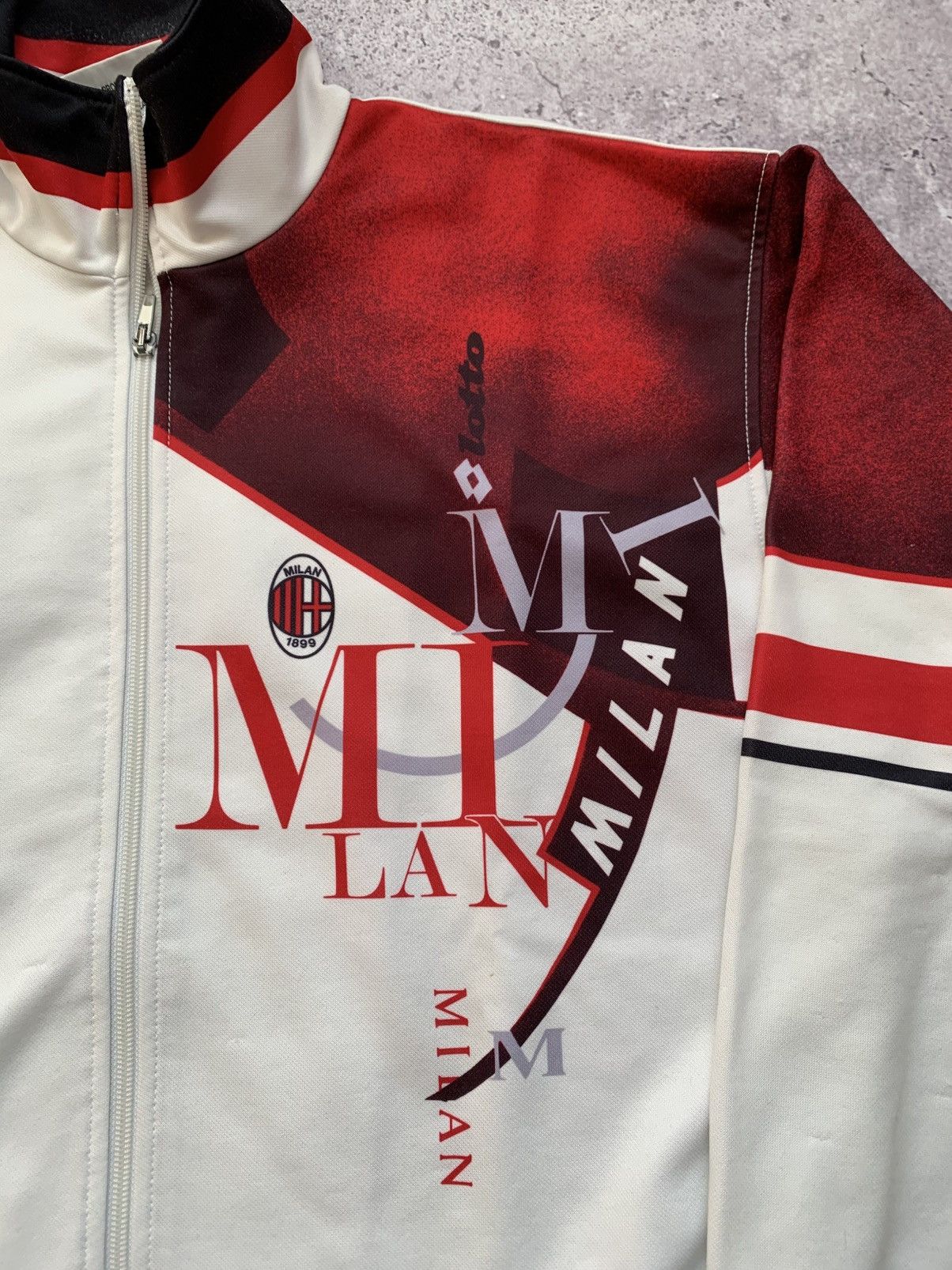 Lotto Sport 🔥GRAIL AC MILAN 1993/94 TRACK TOP SOCCET JACKET LOTTO Size US L / EU 52-54 / 3 - 5 Thumbnail