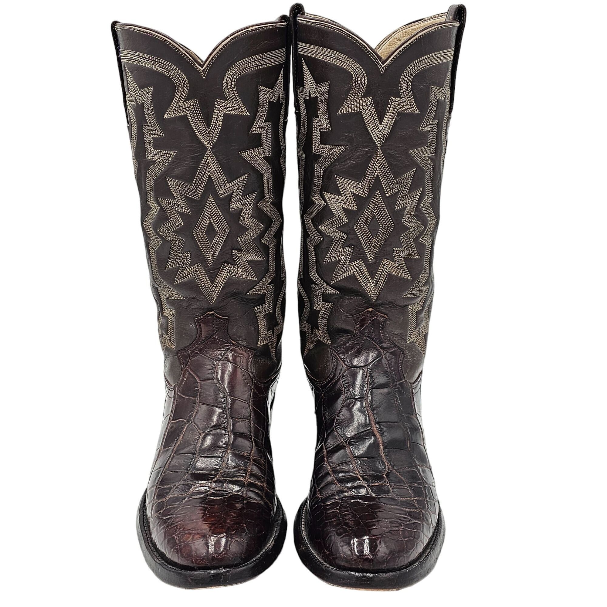 Bias Cut Alligator Cowboy Boots Vintage Exotic Custom 7.5D