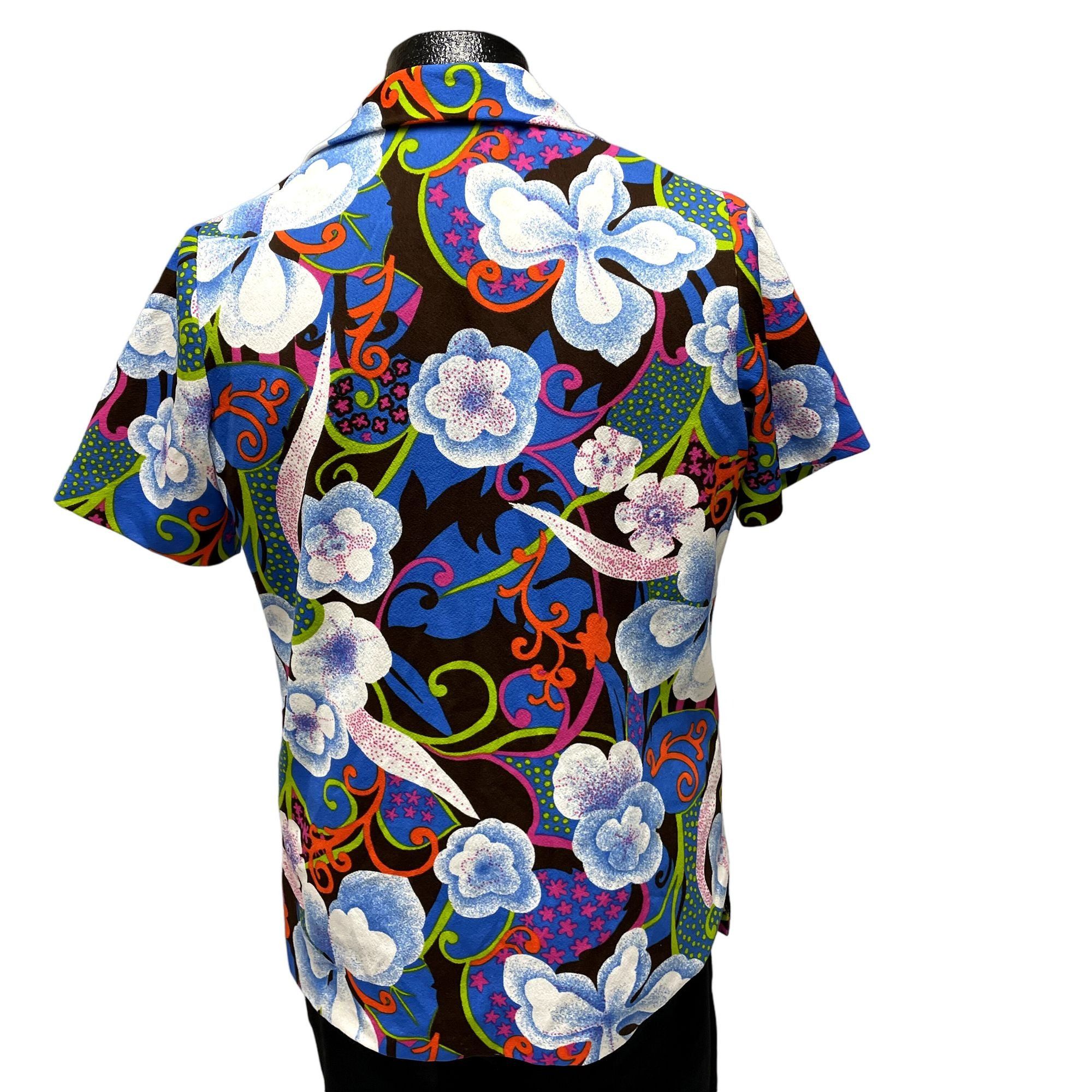 70's Hamilton 8 Women MoD PSYCHEDELIC Blouse FLOWER Power