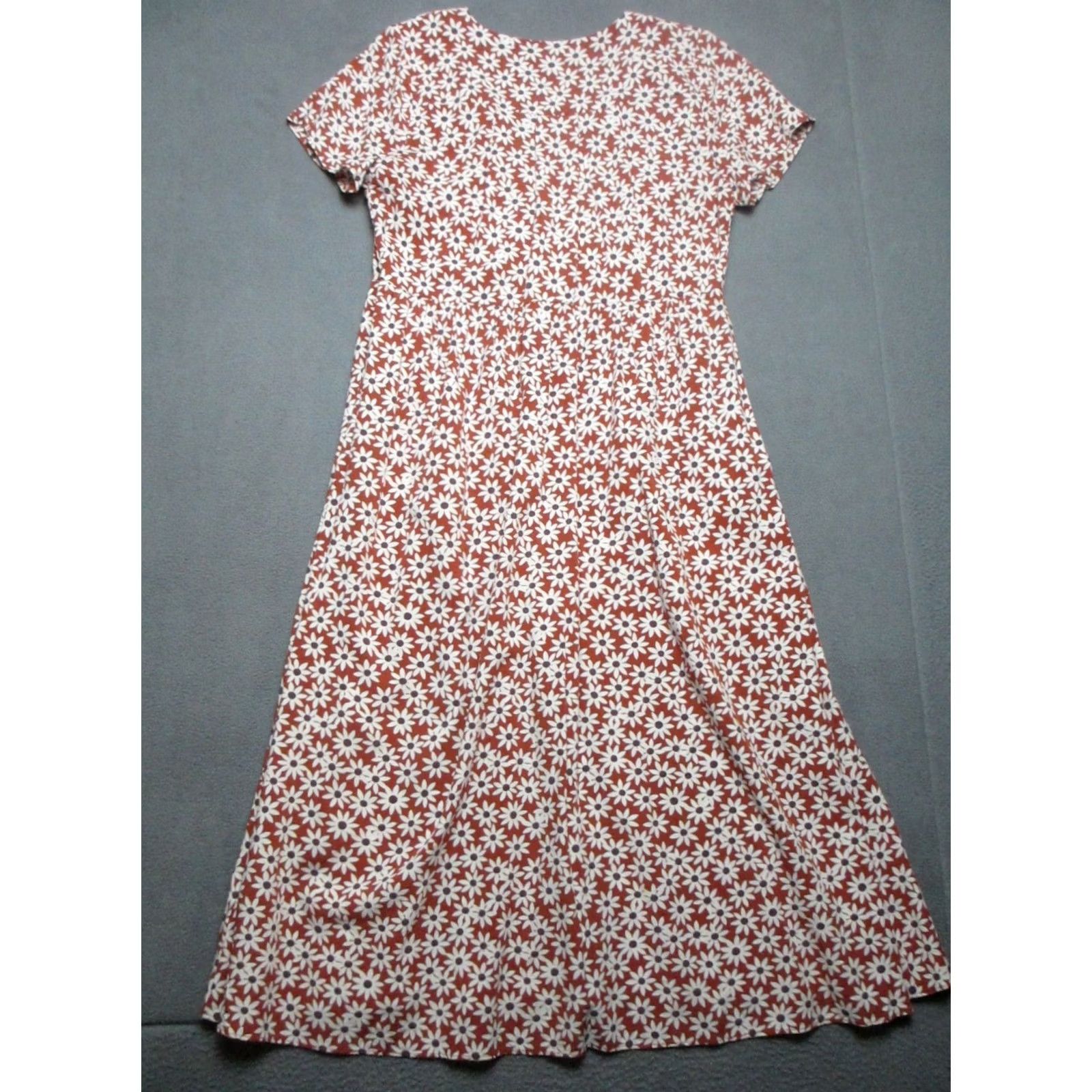 Madewell Madewell Red White Clara Midi V-Neck Dress Womens Small Falling Daisies Floral Size S / US 4 / IT 40 - 3 Thumbnail