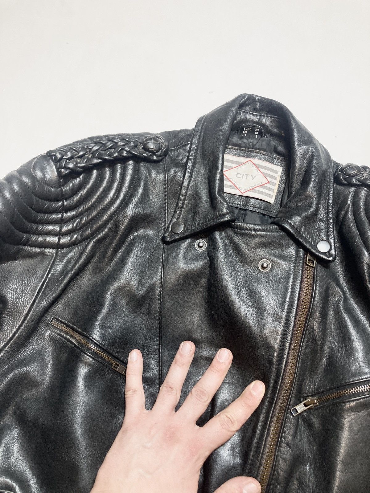 Genuine Leather 90s Vintage City leather biker jacket Size US S / EU 44-46 / 1 - 8 Thumbnail