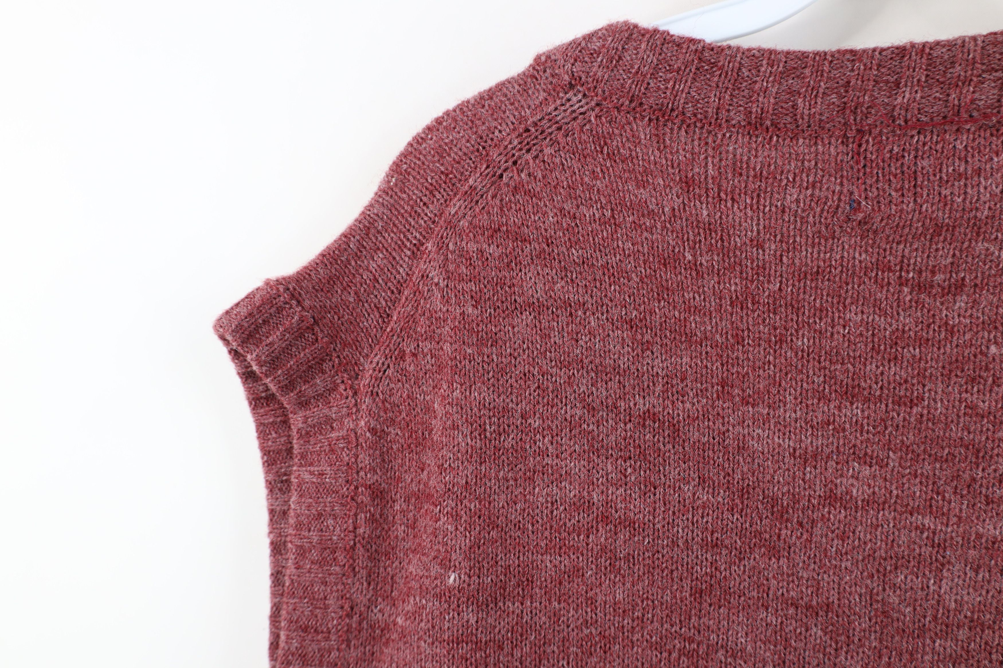 Vintage Vintage 70s Streetwear Ribbed Knit V-Neck Sweater Vest Red Size US XXL / EU 58 / 5 - 6 Thumbnail