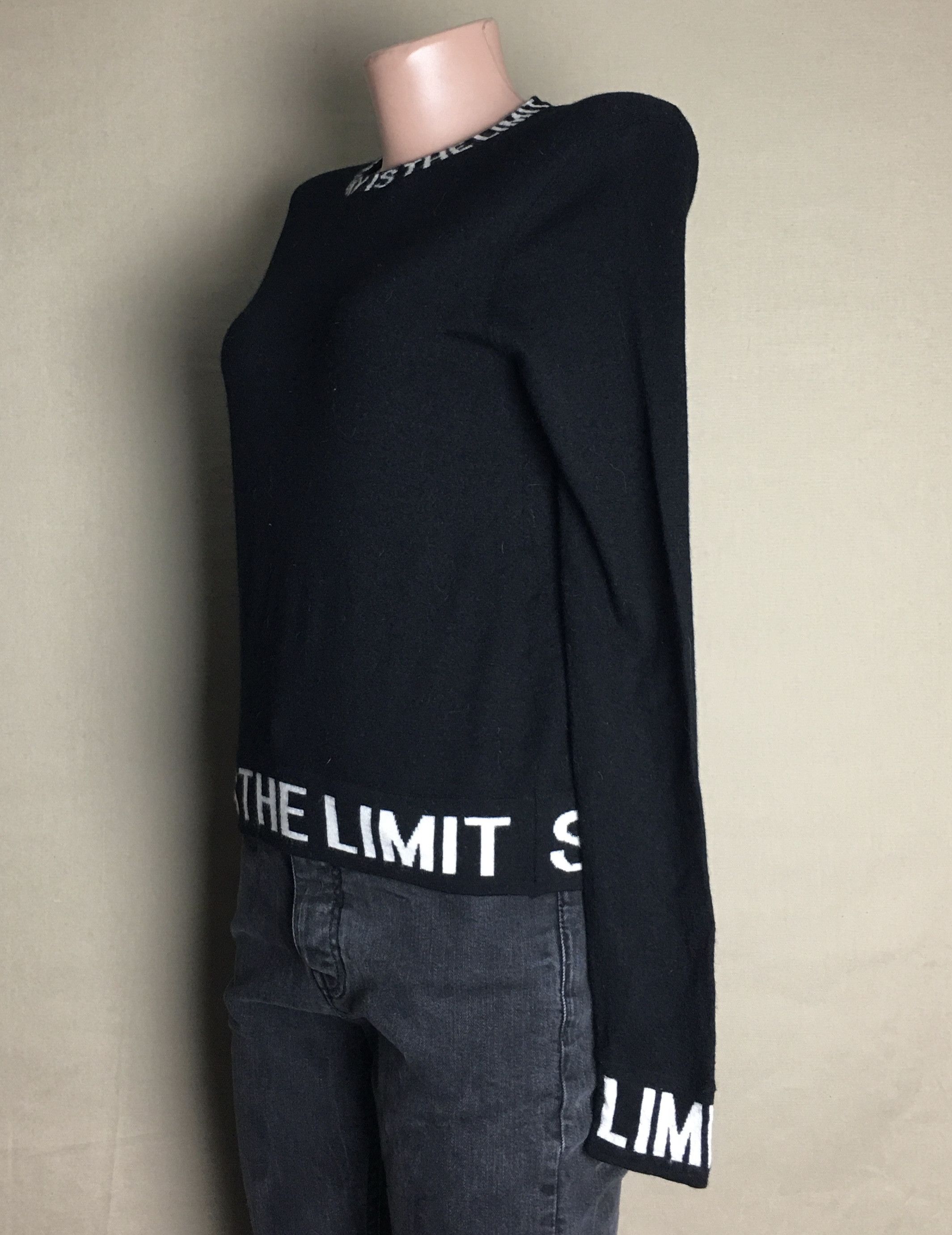Designer FROM FUTURE Prime Wool Black Sweater "Sky is the limit" Size L / US 10 / IT 46 - 4 Thumbnail