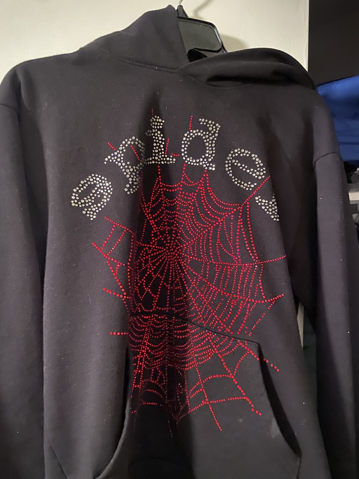 Japanese Brand × Spider Black Rhinestone Sp5der Hoodie | Grailed