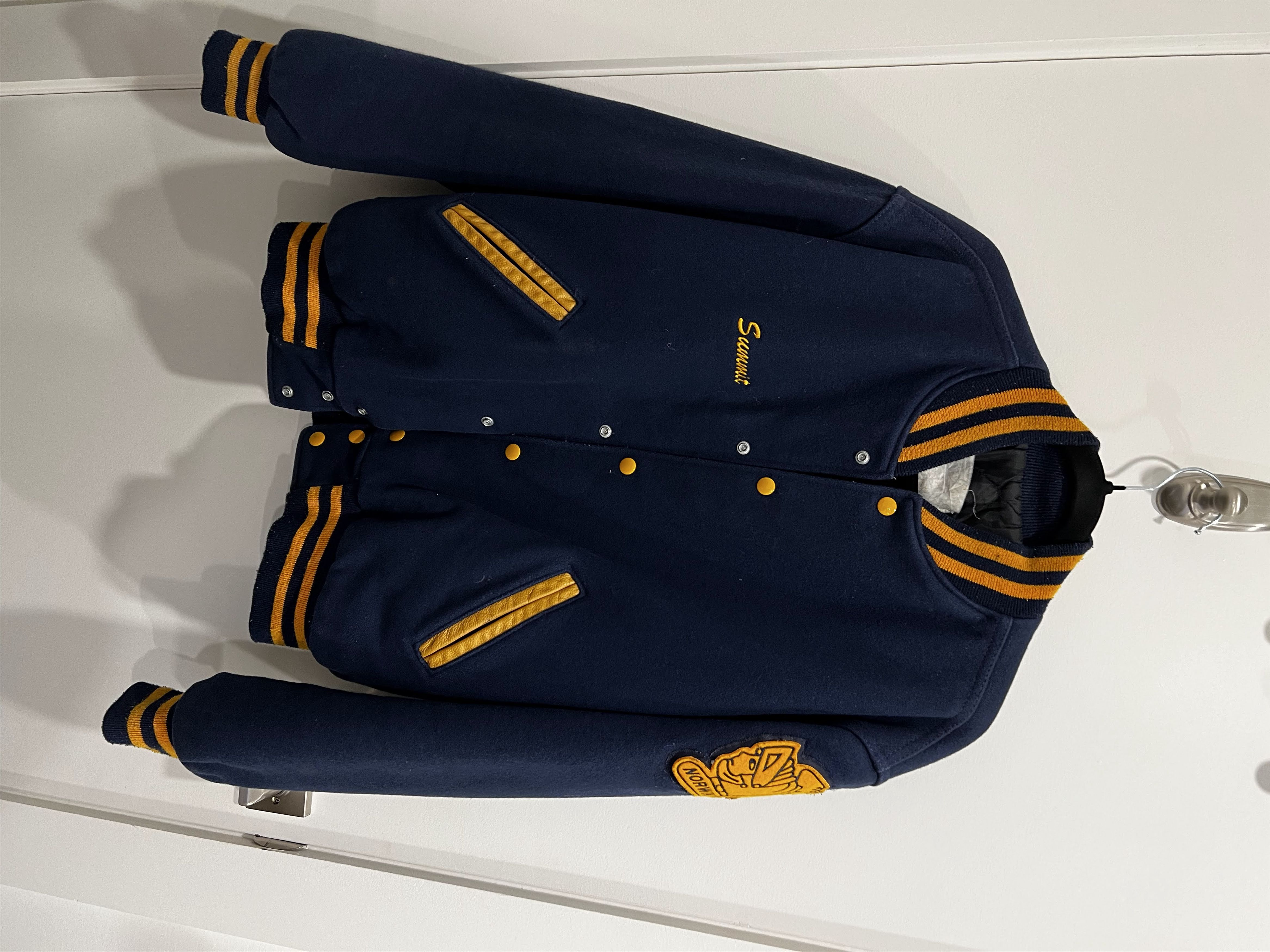 image of Varsity Jacket in Navy, Men's (Size Large)
