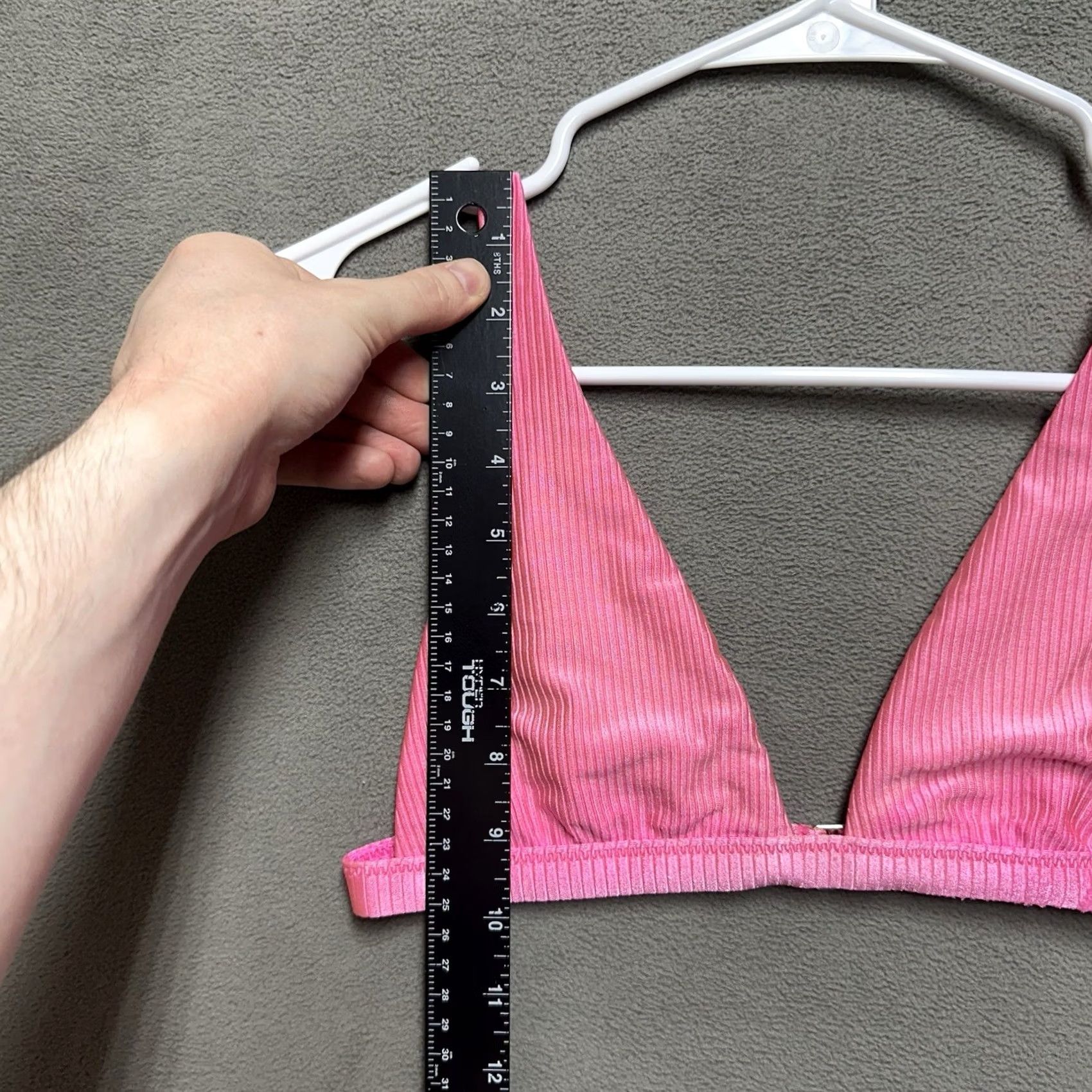 Vintage Aerie American Eagle Bikini Top Womens XS Pink Ribbed Shine Triangle Size XS / US 0-2 / IT 36-38 - 5 Thumbnail