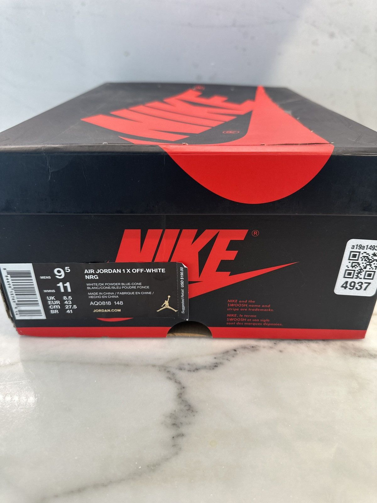 Nike Jordan 1 Off-White University Blue Size US 9.5 / EU 42-43 - 8 Thumbnail