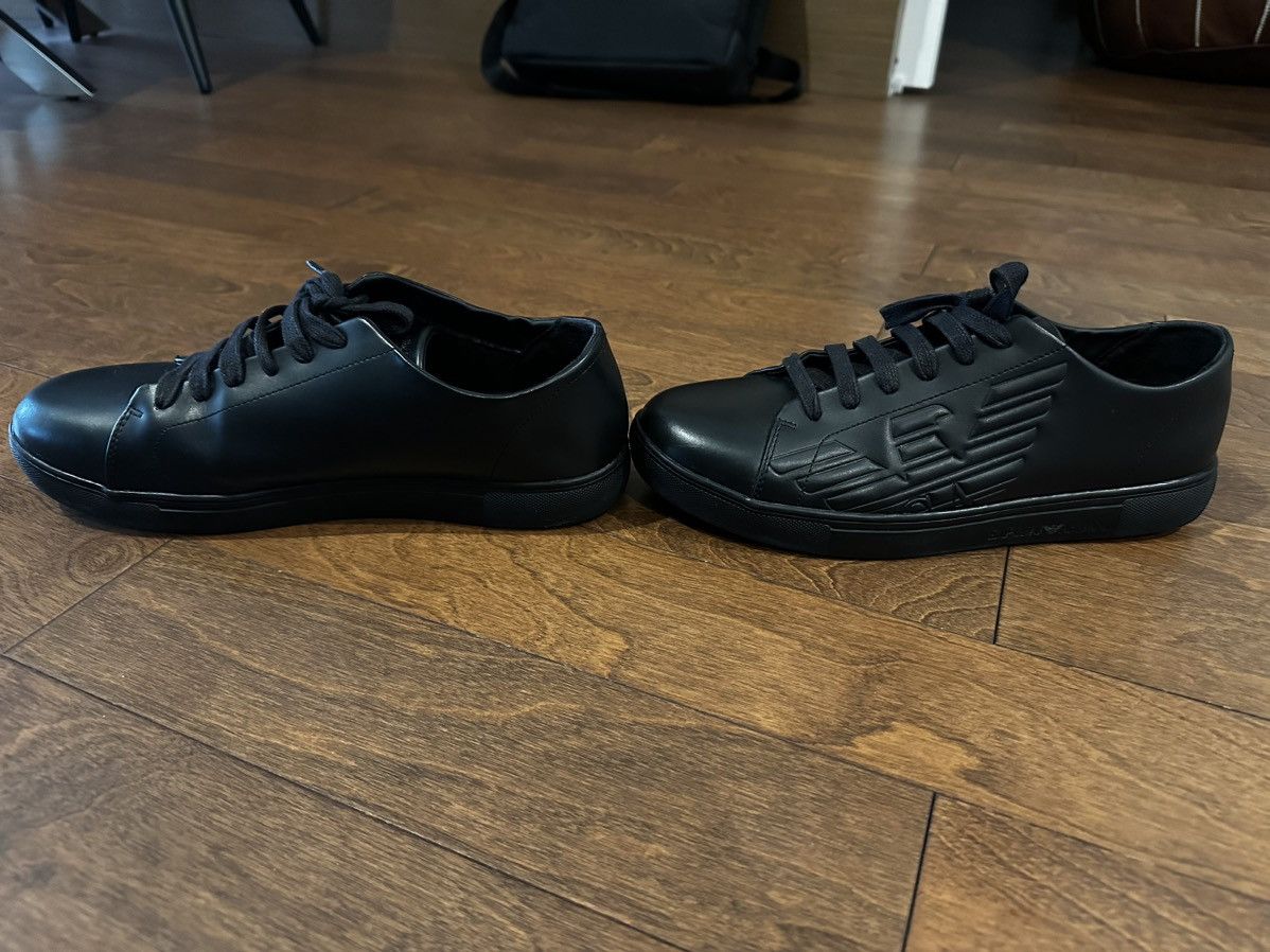 Emporio Armani EMPORIO ARMANI SNEAKER FULL BLACK 100% LEATHER MEN SIZE 10 Size US 10 / EU 43 - 2 Thumbnail
