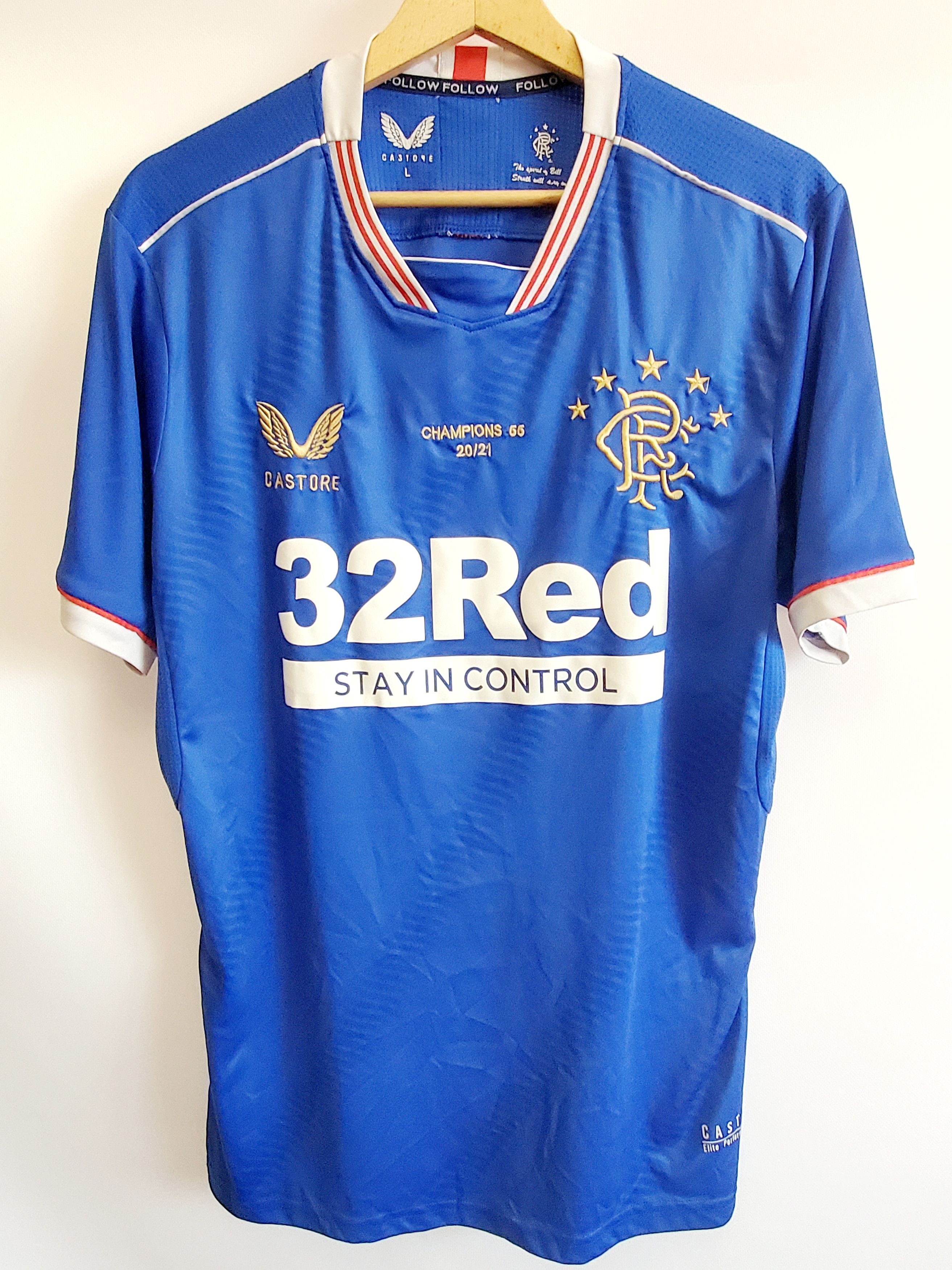 Other Glasgow Rangers Football Castore Shirt L CHAMPIONS 20/21 Size US L / EU 52-54 / 3 - 1 Thumbnail