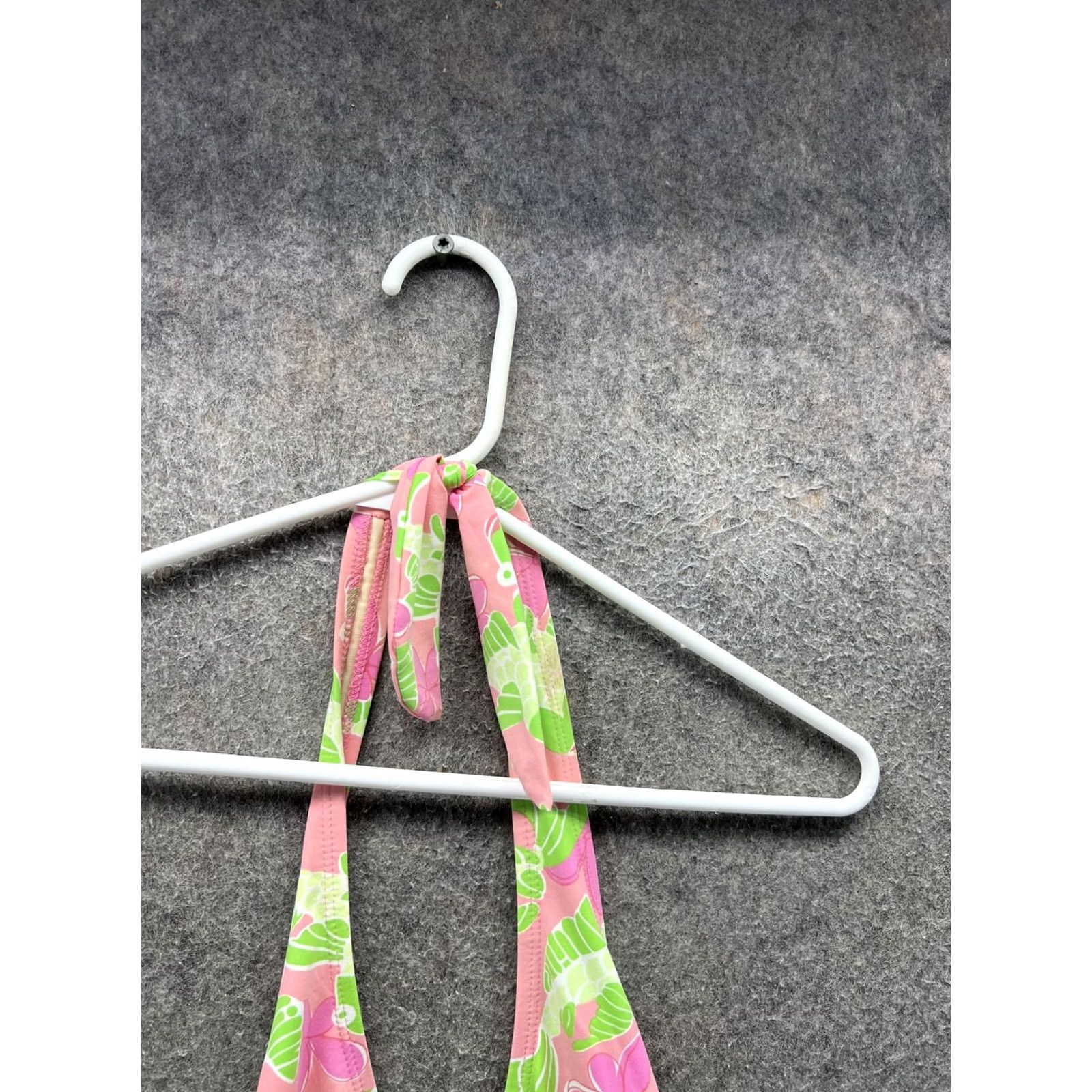 Vintage Loo+ One Piece Swimsuit Womens 12 Pink Tropical Fish Halter Belted Floral Swim Size ONE SIZE - 5 Thumbnail